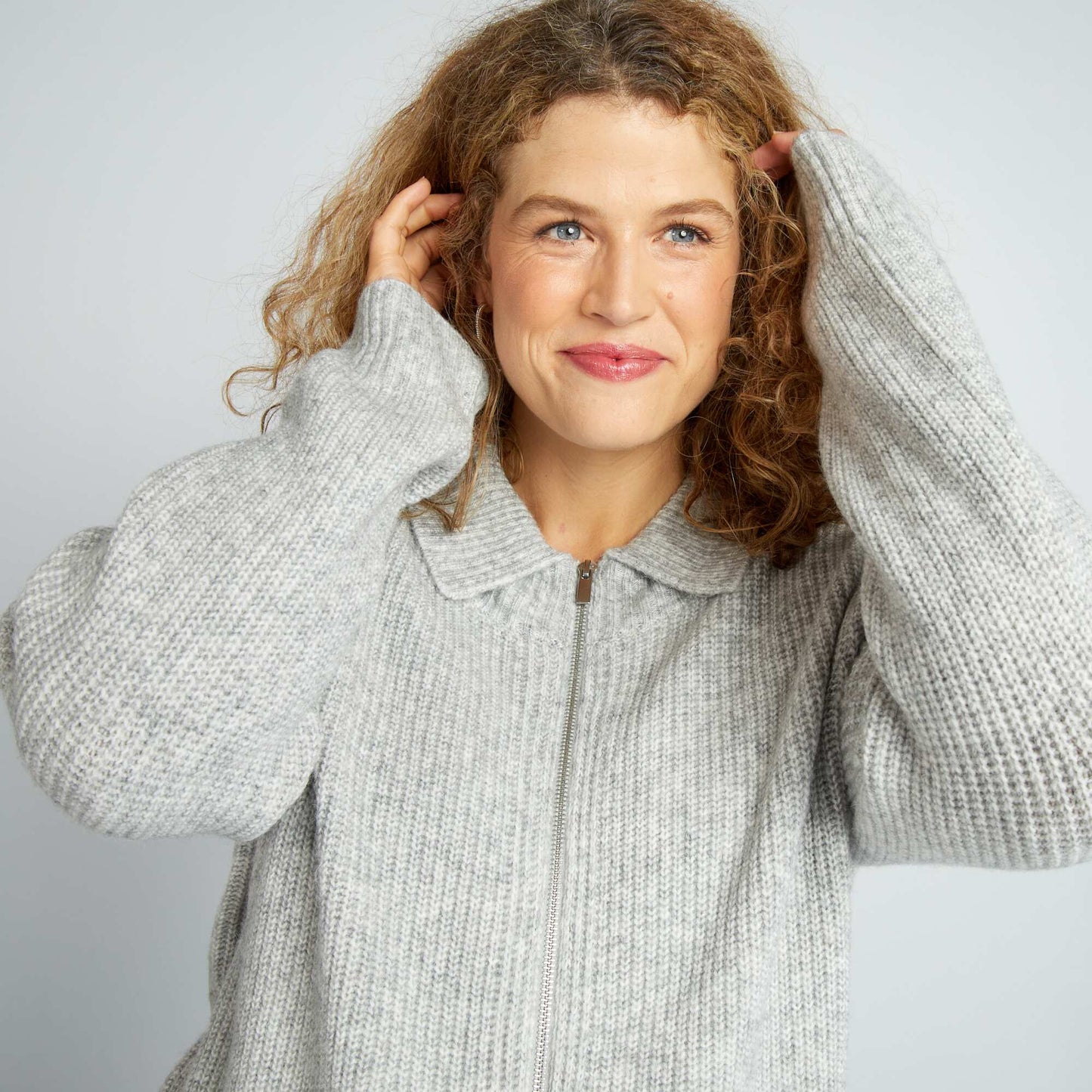 Gilet zipp col polo gris