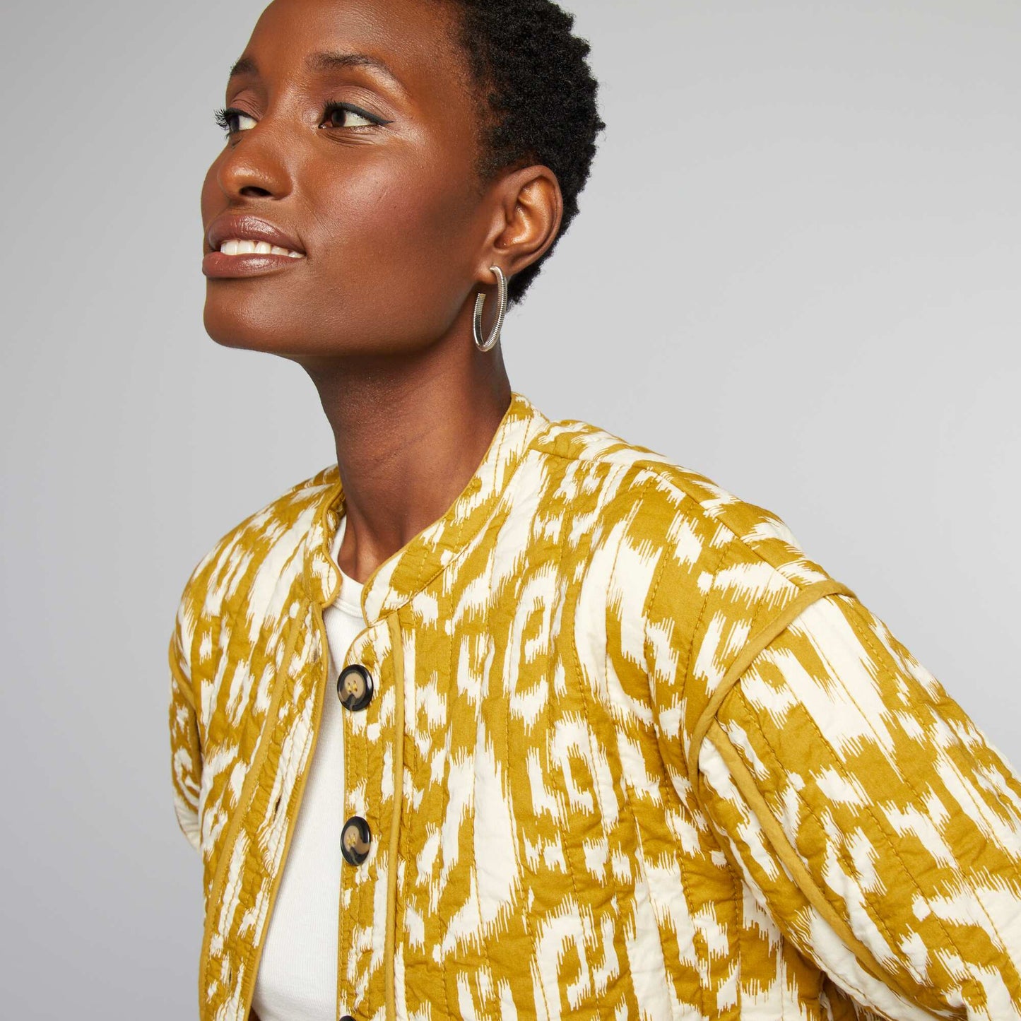 Veste matelass e courte imprim ikat Vert