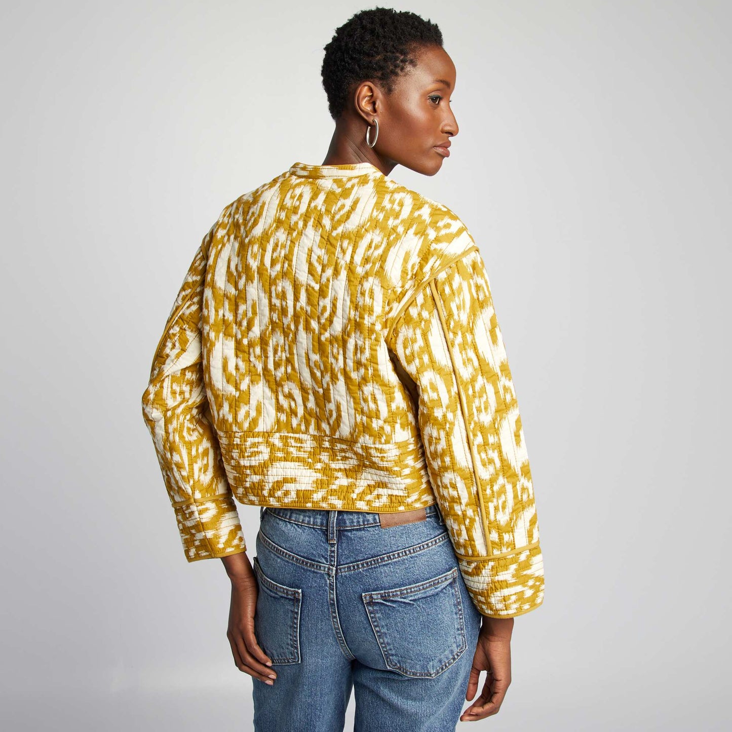 Veste matelass e courte imprim ikat Vert