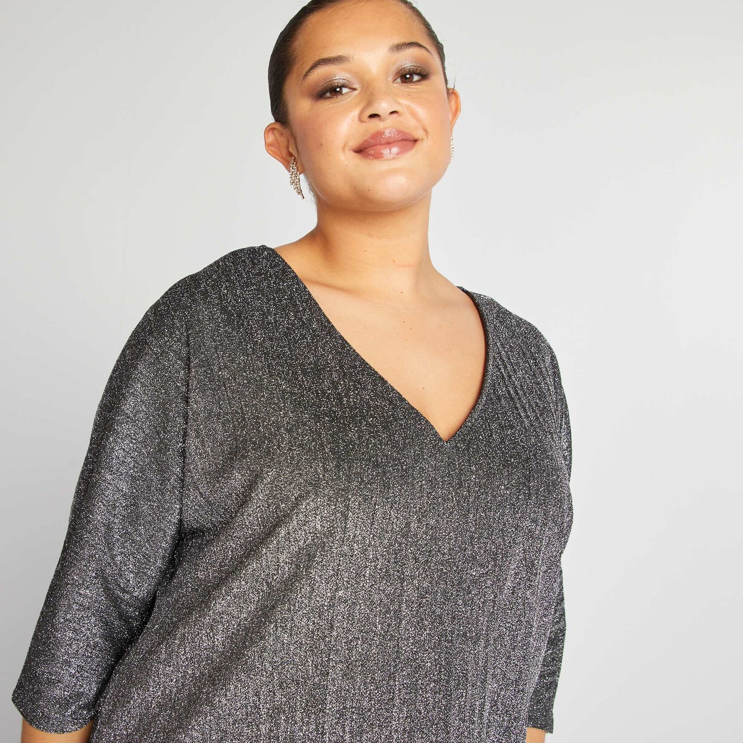 T-shirt manches courtes paillet noir