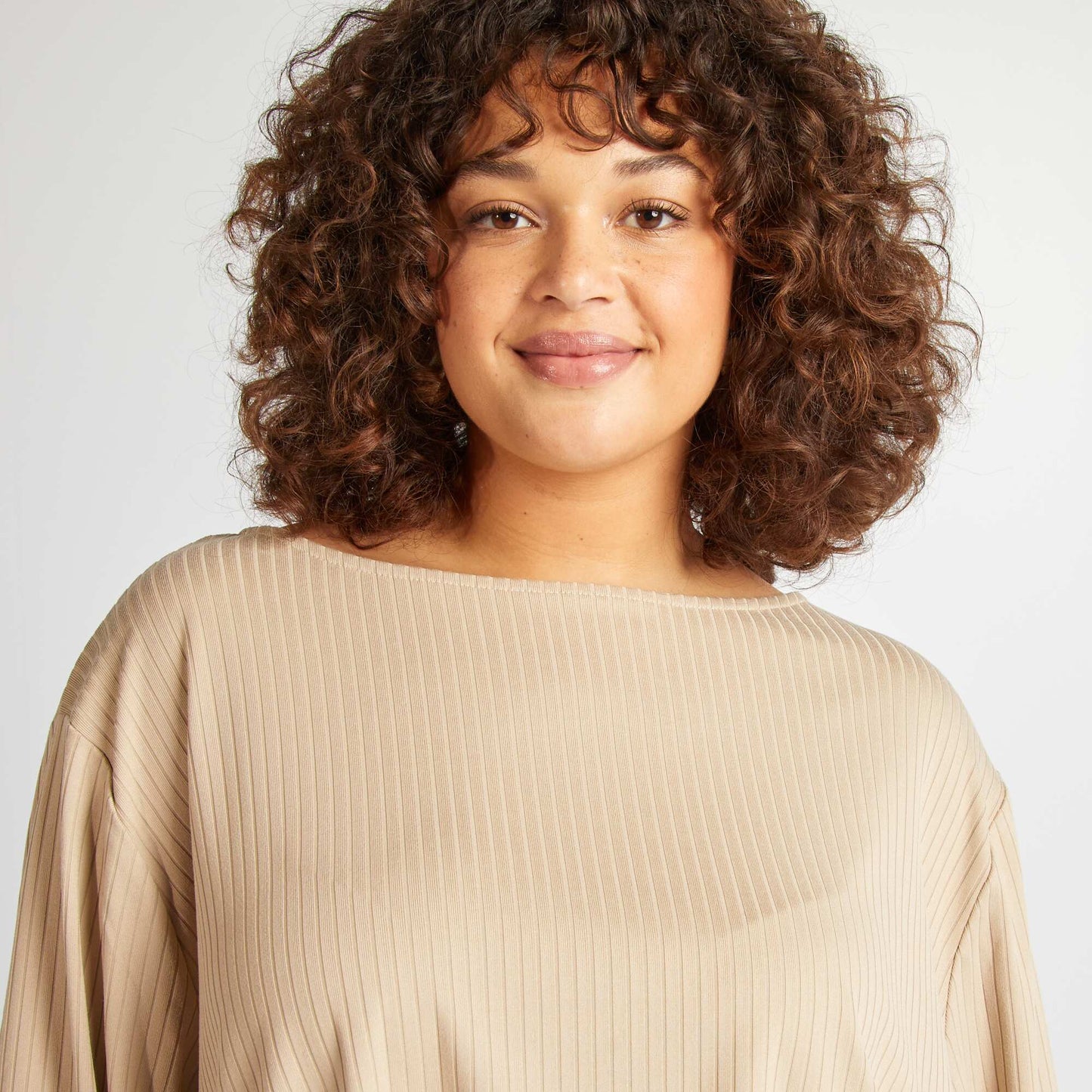 T-shirt c tel manches longues Beige