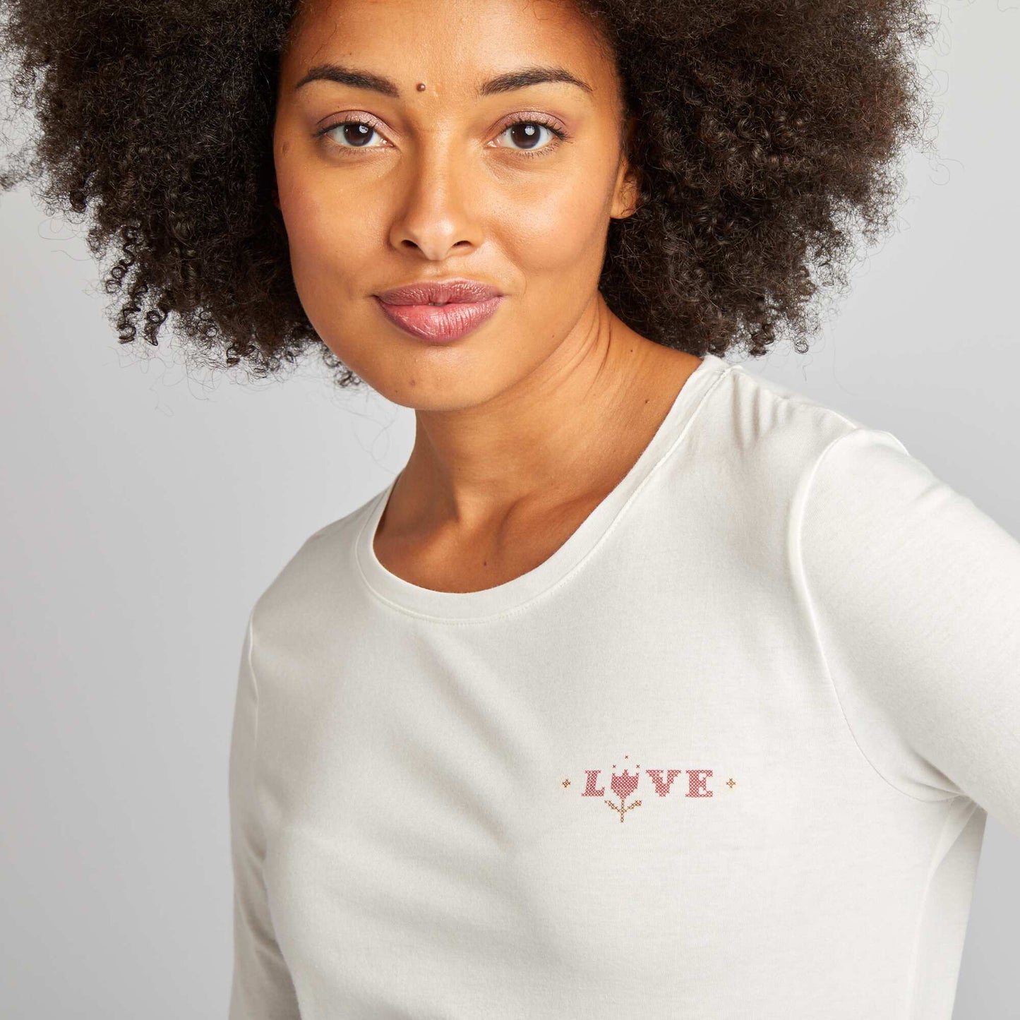 Ensemble pyjama tee-shirt + pantalon imprim Blanc/rose fleuri