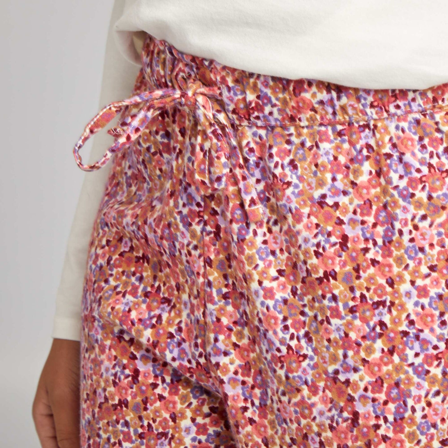Ensemble pyjama tee-shirt + pantalon imprim Blanc/rose fleuri