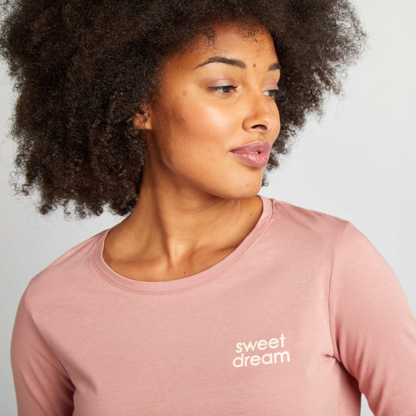 Ensemble pyjama tee-shirt + pantalon imprim Rose/bleu marine
