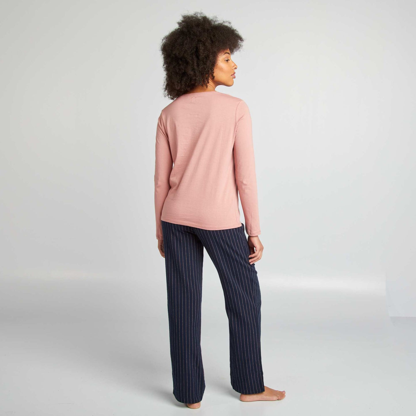 Ensemble pyjama tee-shirt + pantalon imprim Rose/bleu marine