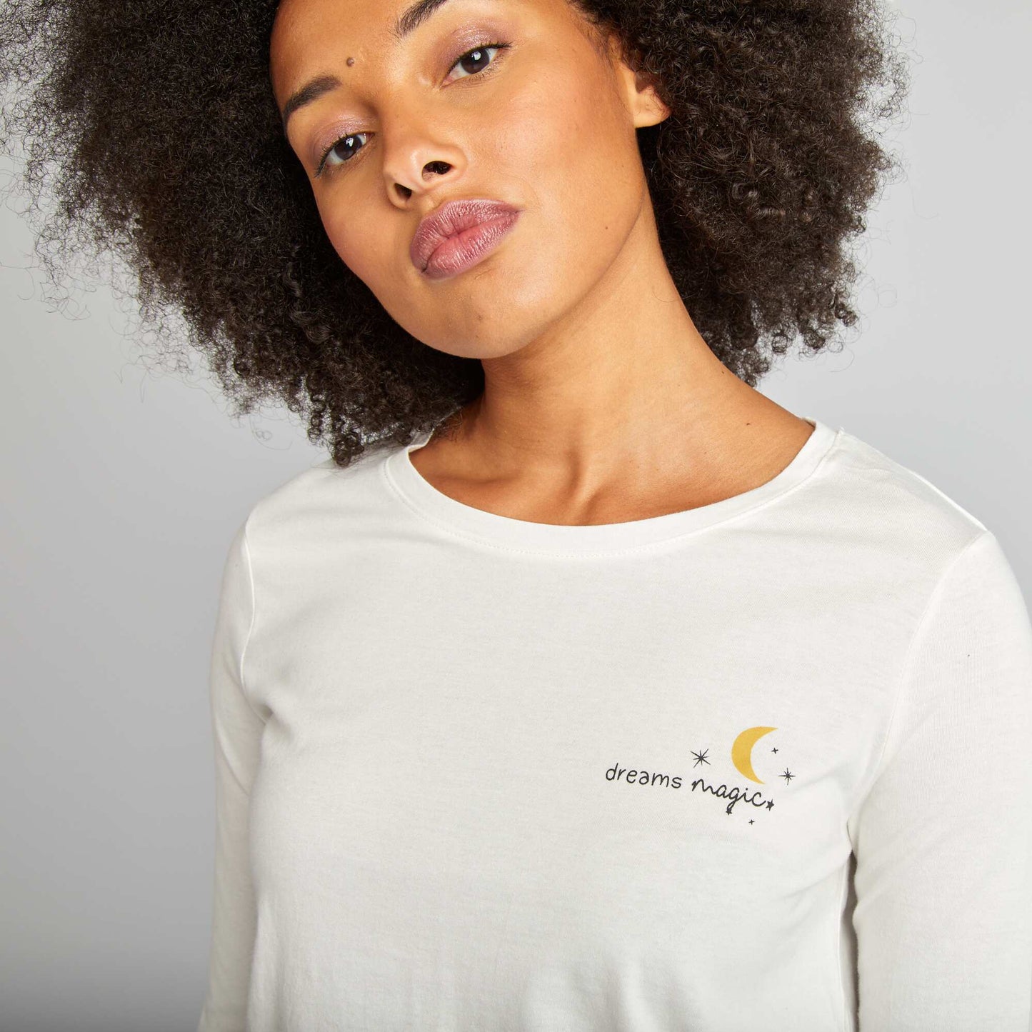Ensemble pyjama tee-shirt + pantalon imprim Blanc/noir