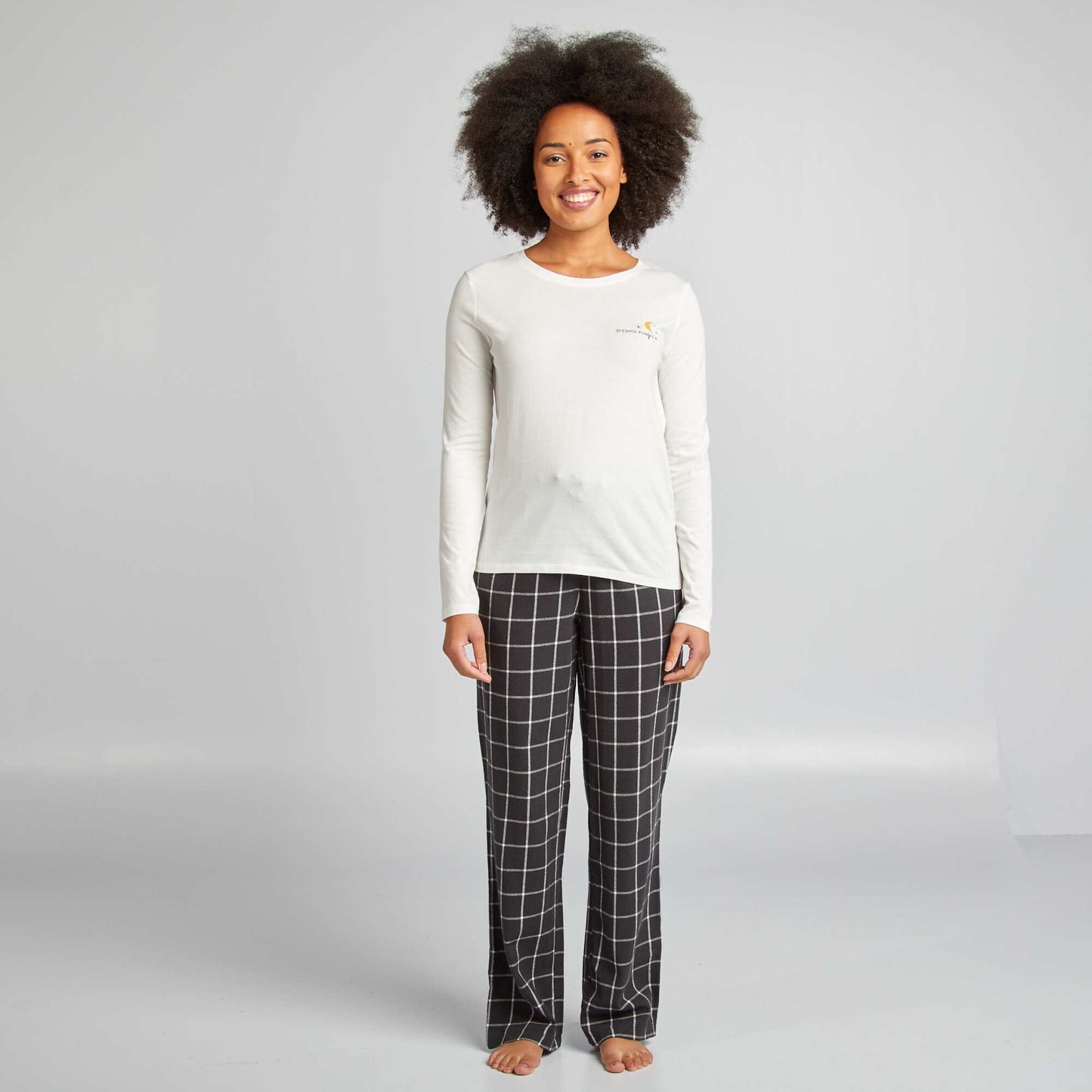 Ensemble pyjama tee-shirt + pantalon imprim Blanc/noir