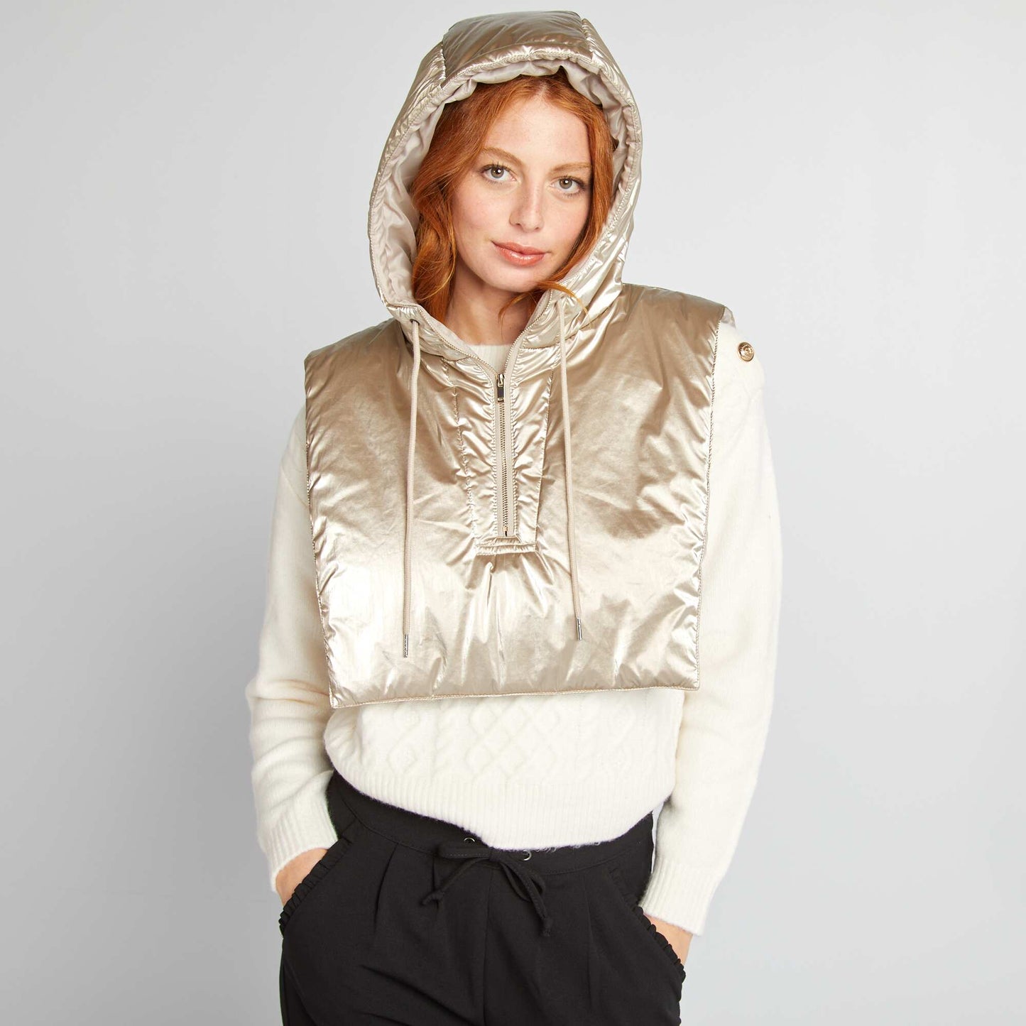 Doudoune plastron effet m tallis Beige