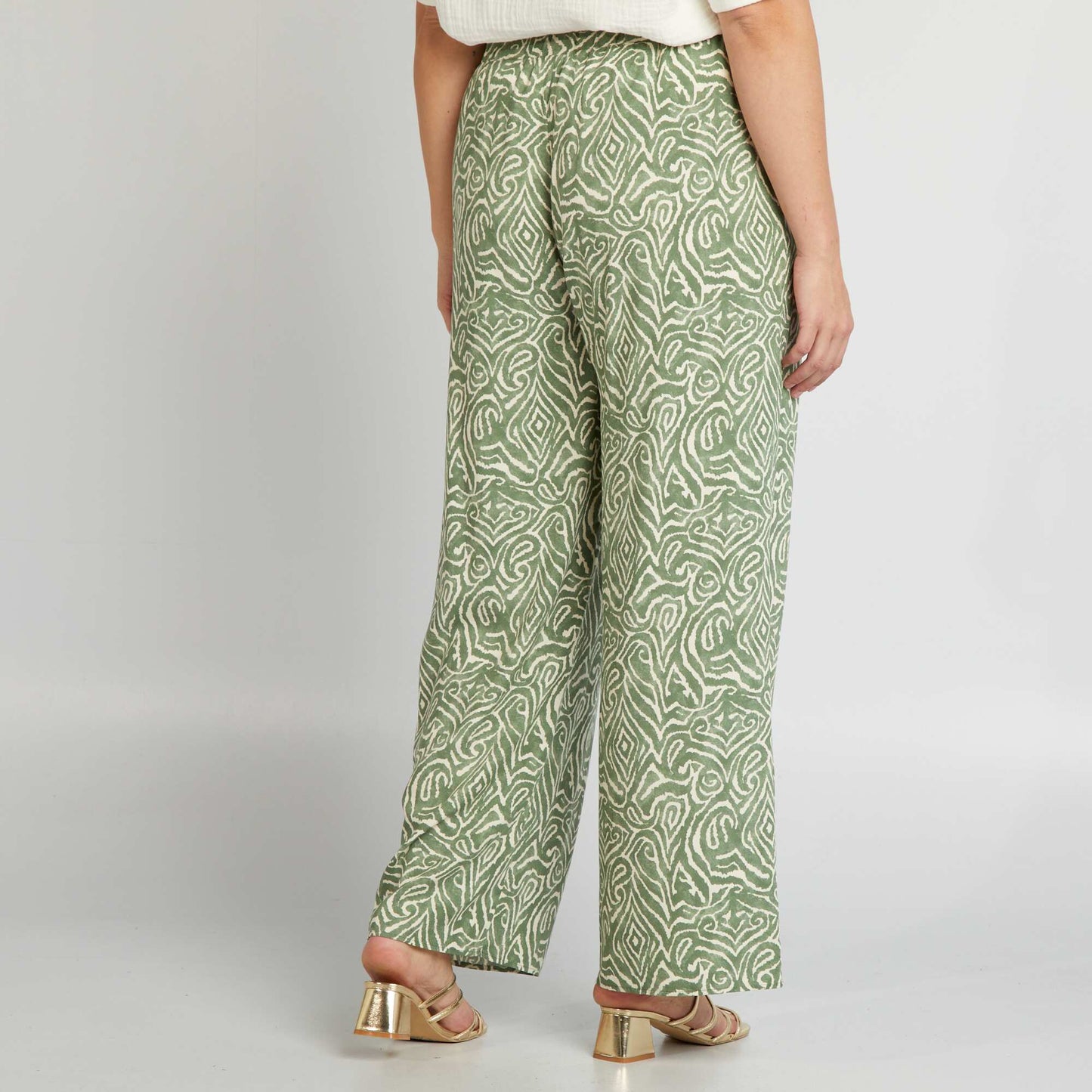 Pantalon large motif Vert
