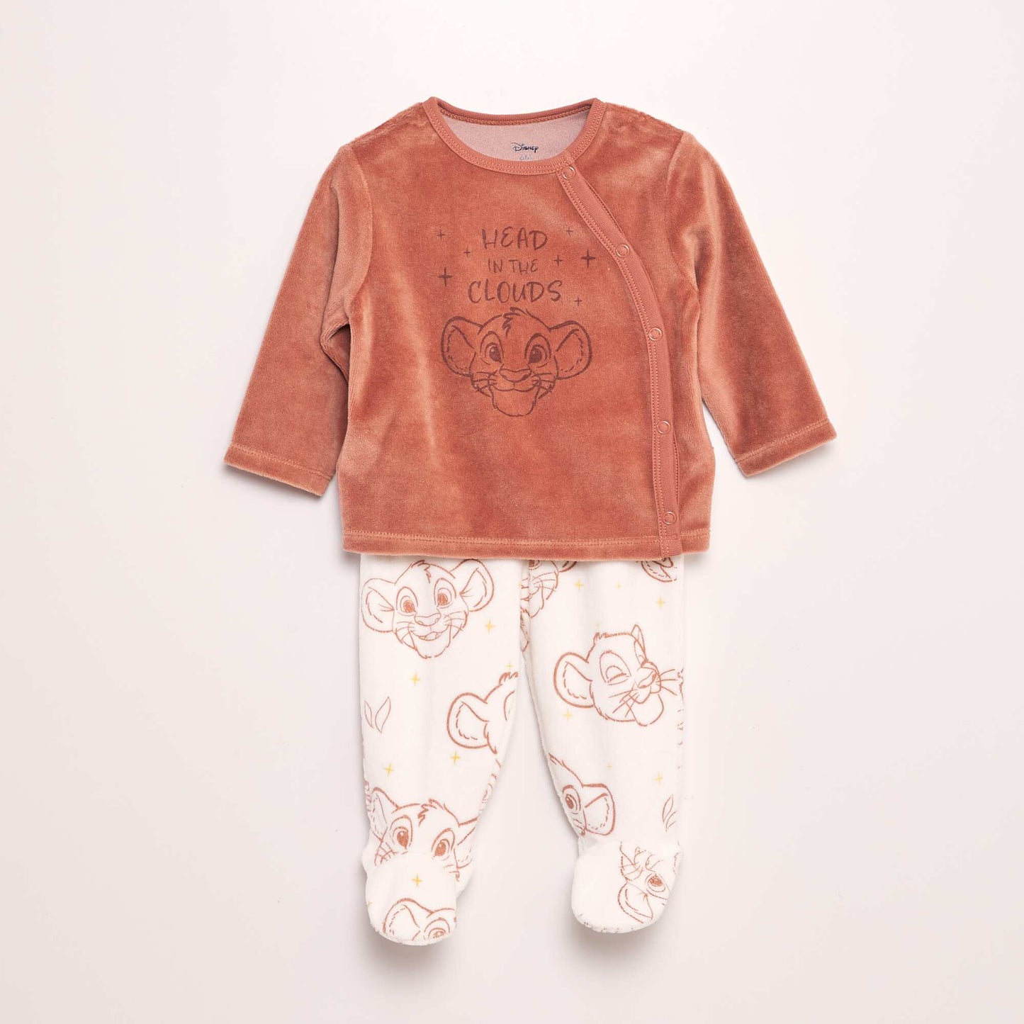 Pyjama 'Simba' 'Disney' en polaire - 2 pi ces Blanc/rose