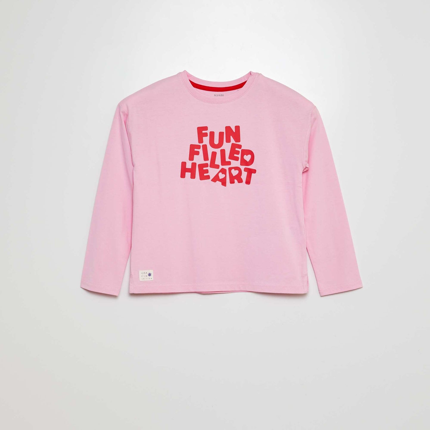 T-shirt manches longues imprimé 'cœur' Rose