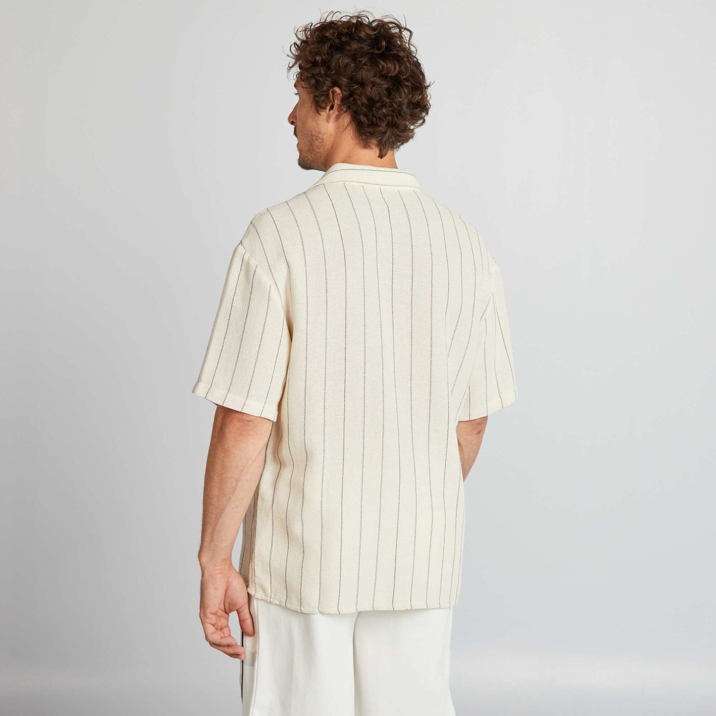 Chemise rayures et manches courtes Beige