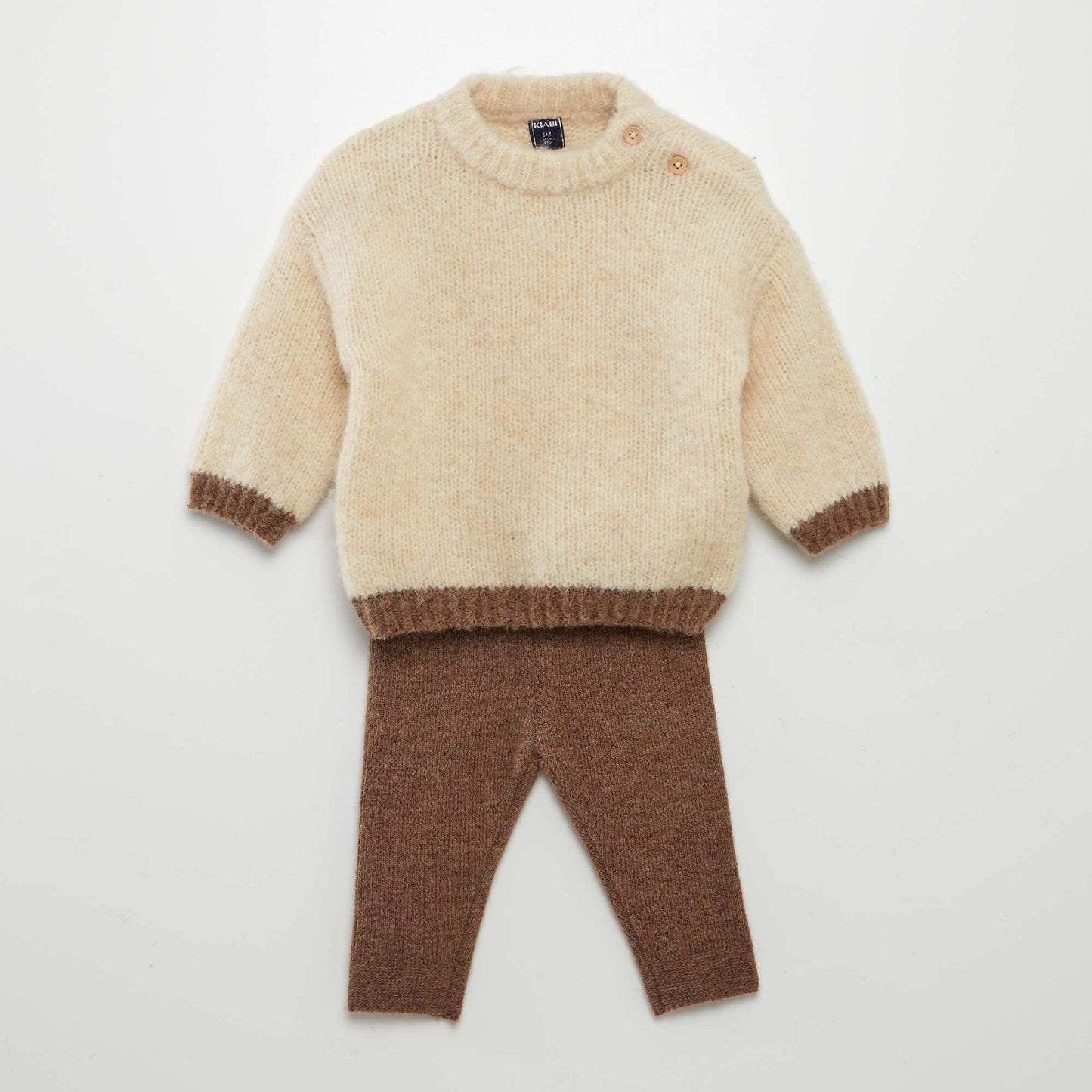 Ensemble pull + legging en maille tricot - 2 pi ces beige