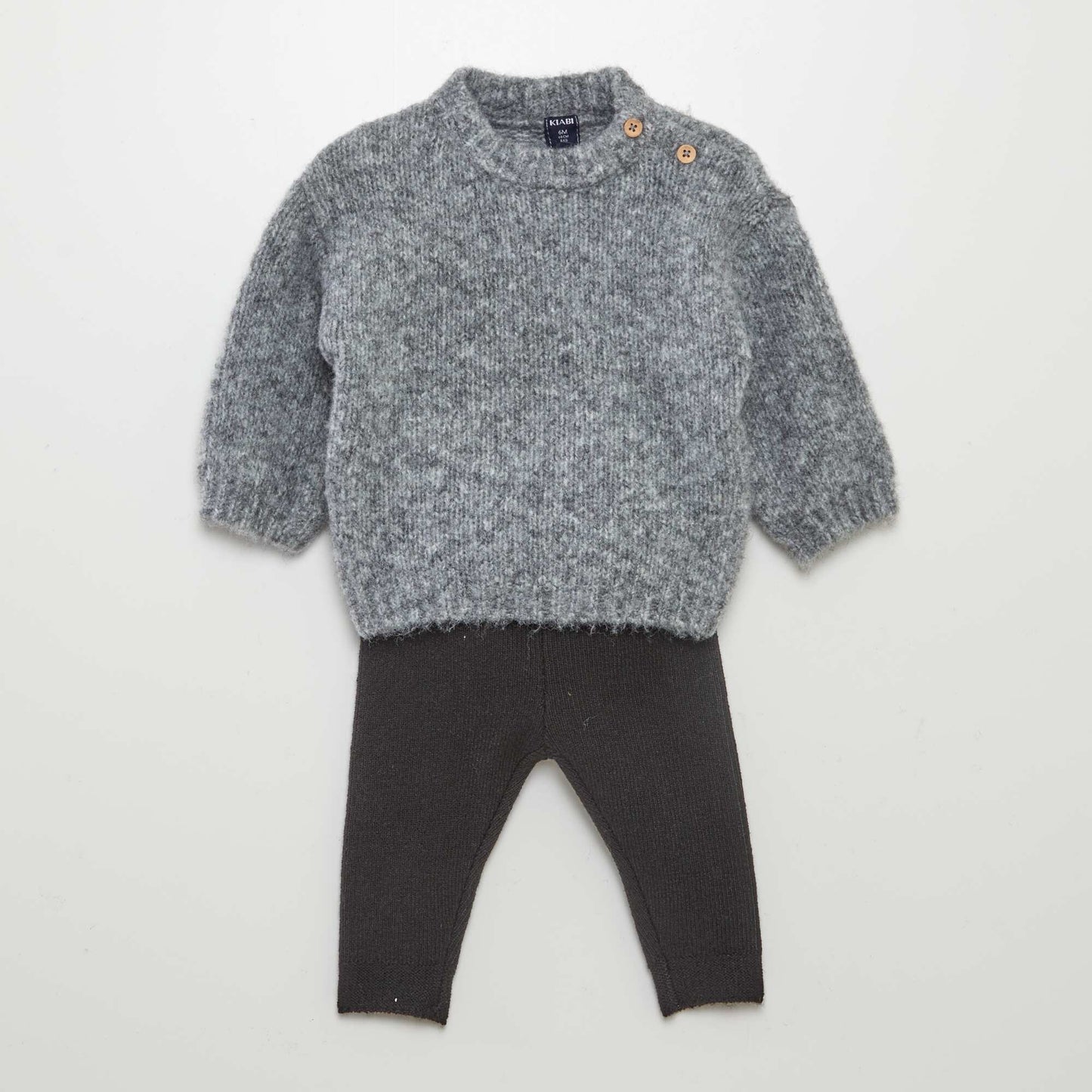Ensemble pull + legging en maille tricot - 2 pi ces Noir