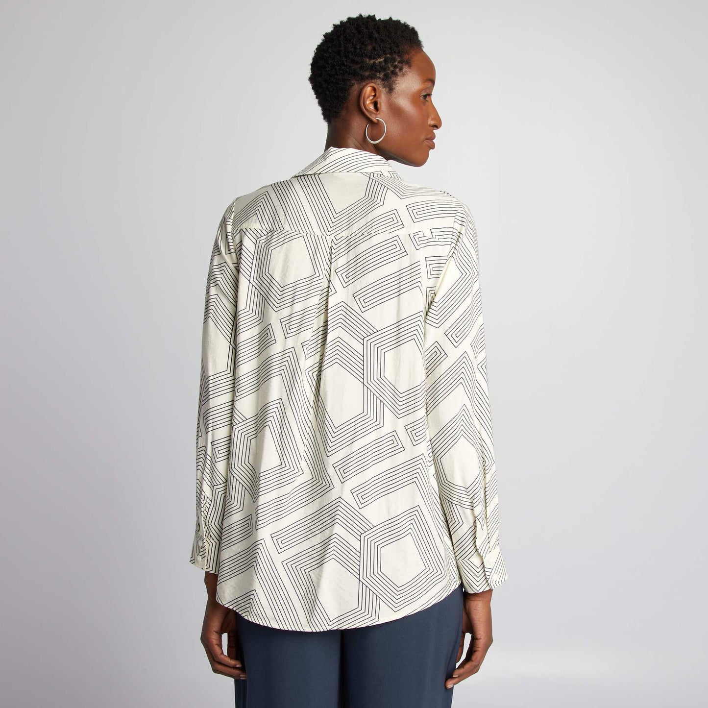 Chemise longue imprim graphique Ecru
