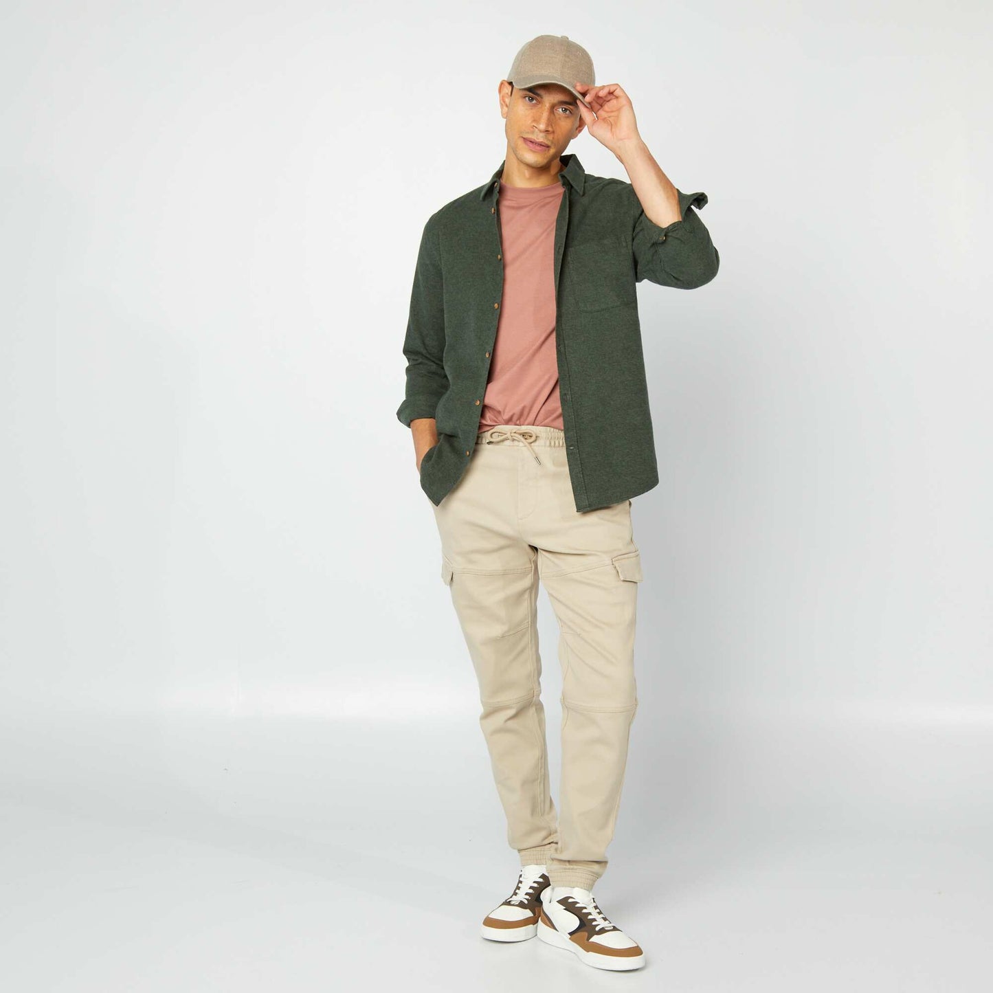 Pantalon multipoches uni BEIGE