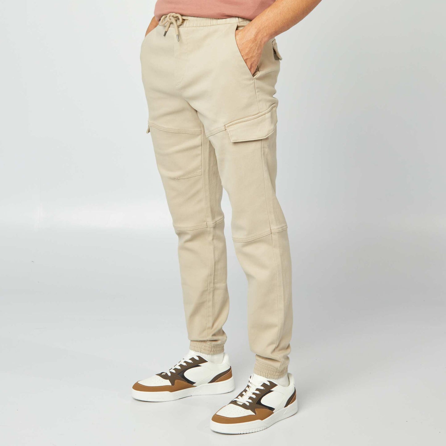Pantalon multipoches uni BEIGE