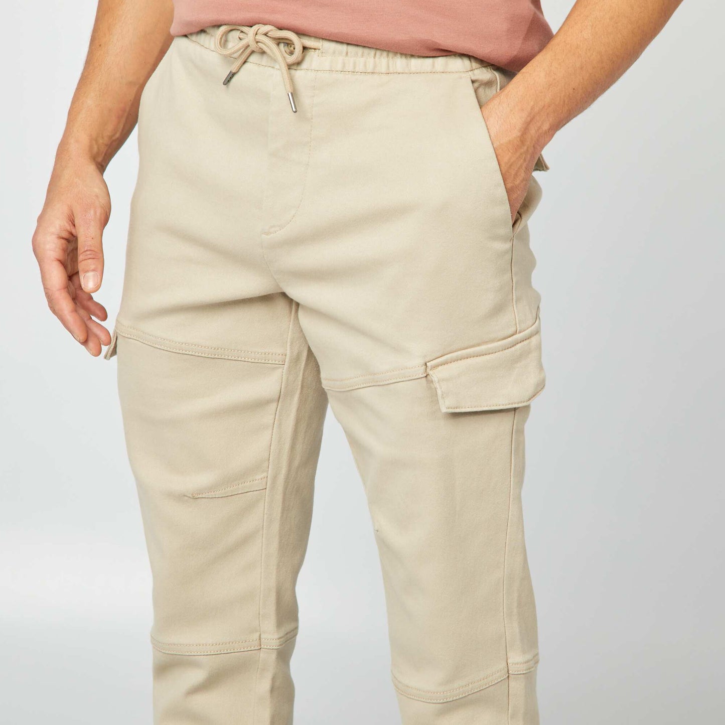 Pantalon multipoches uni BEIGE