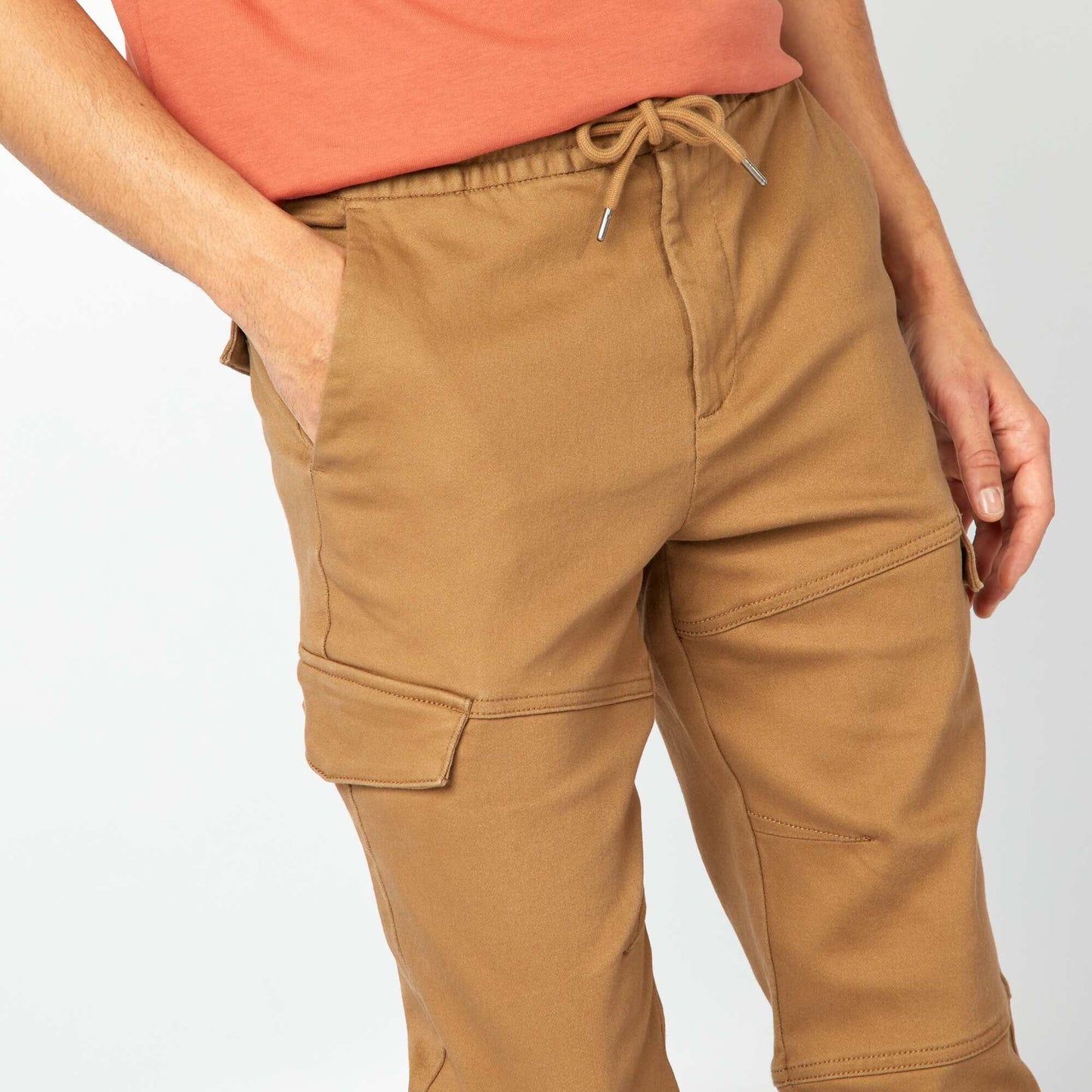 Pantalon multipoches uni MARRON