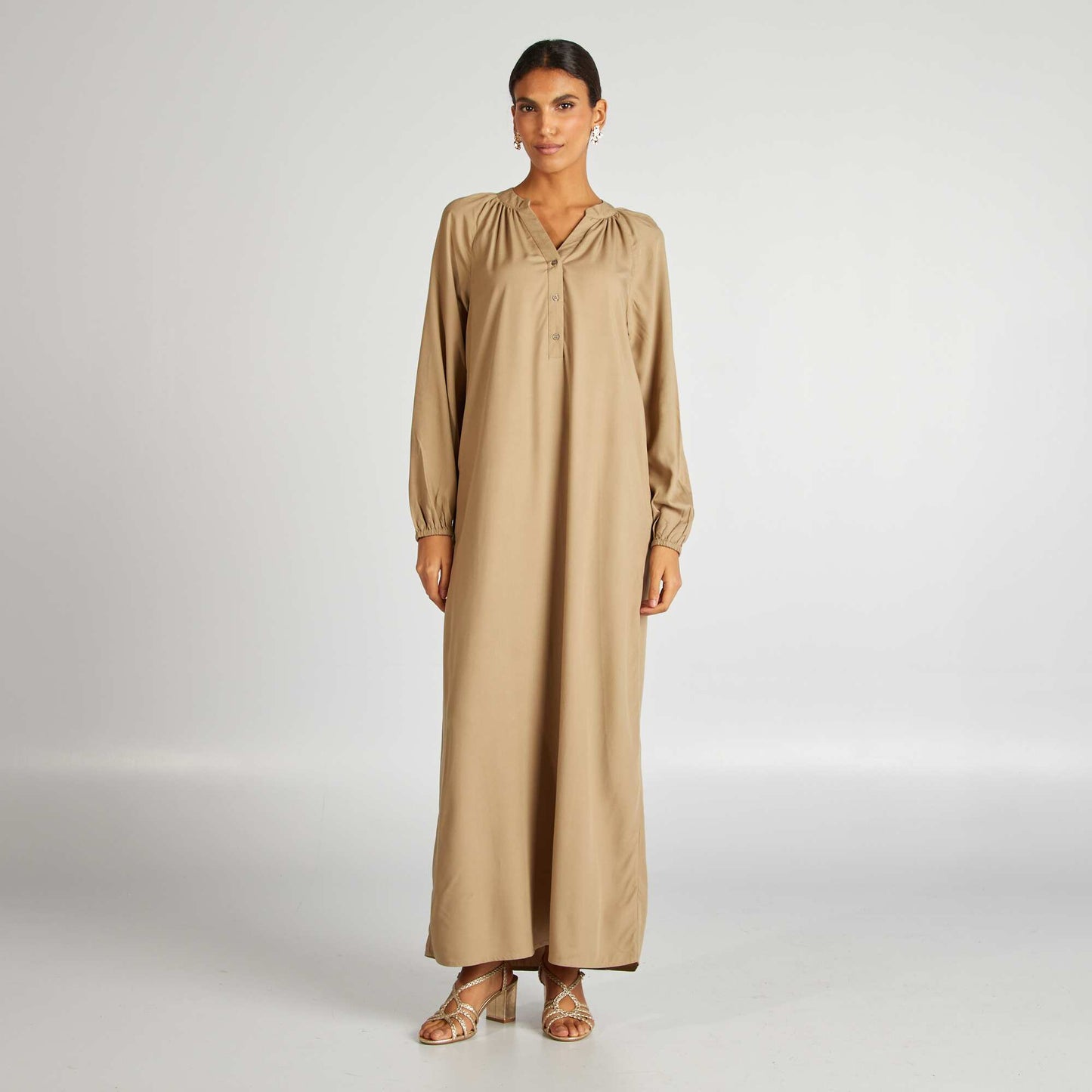 Robe longue unie Kaki