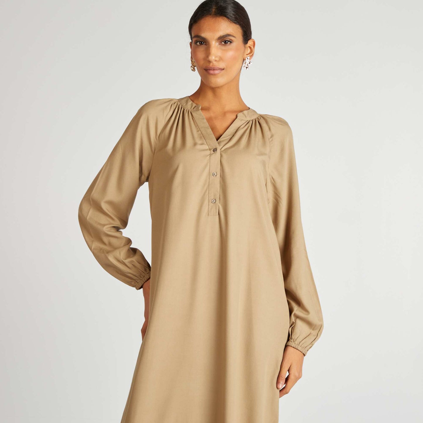 Robe longue unie Kaki