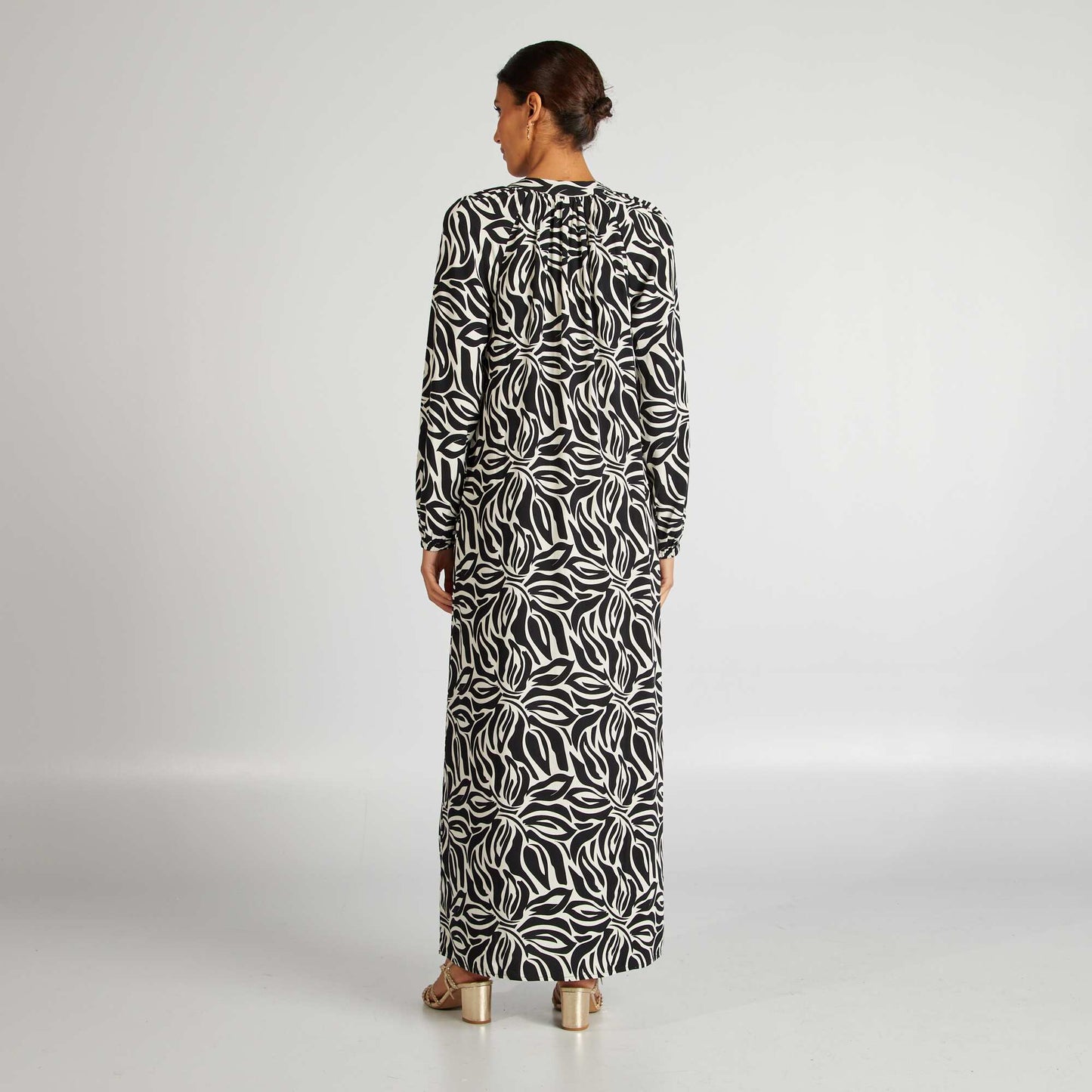 Robe longue à motif Noir