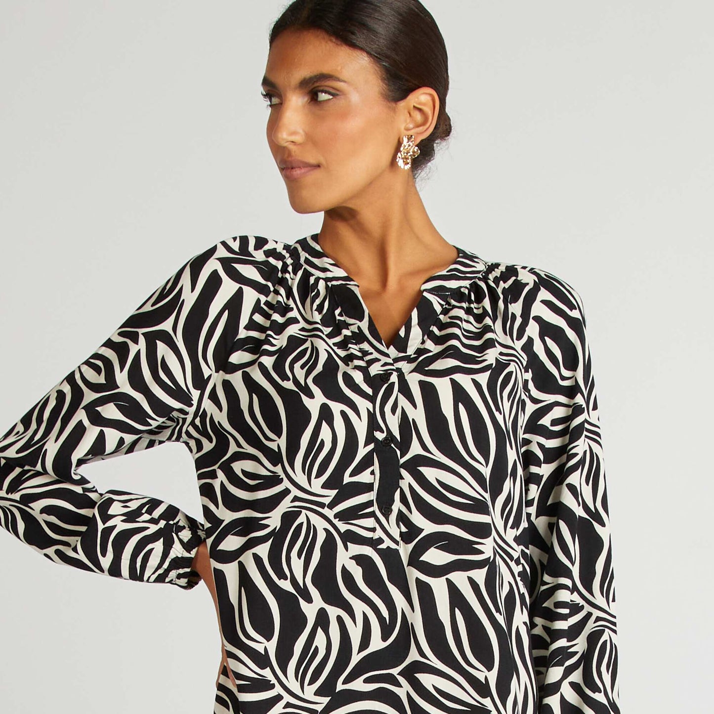 Robe longue à motif Noir