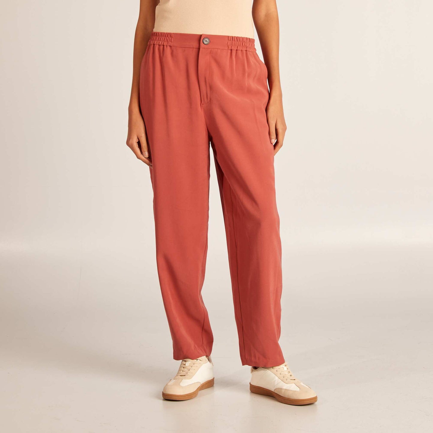 Pantalon droit uni Rouge