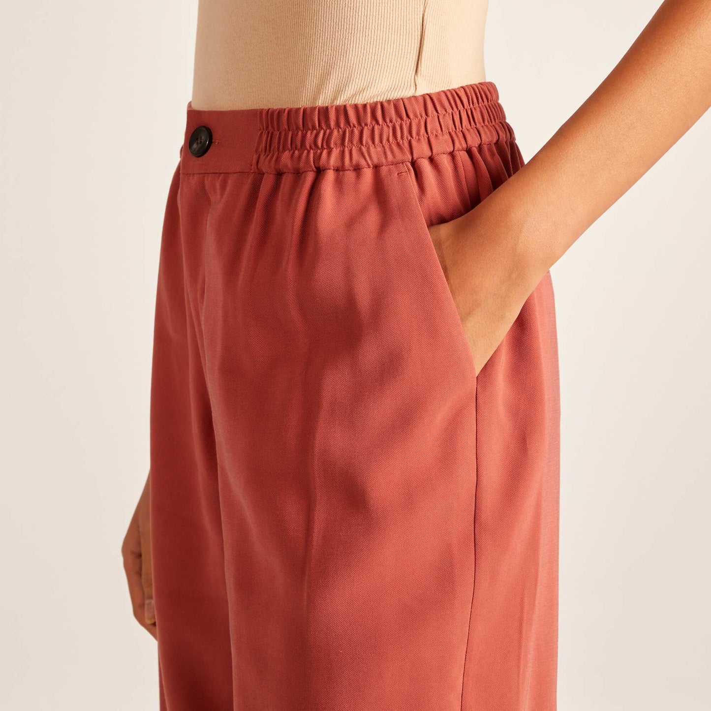 Pantalon droit uni Rouge