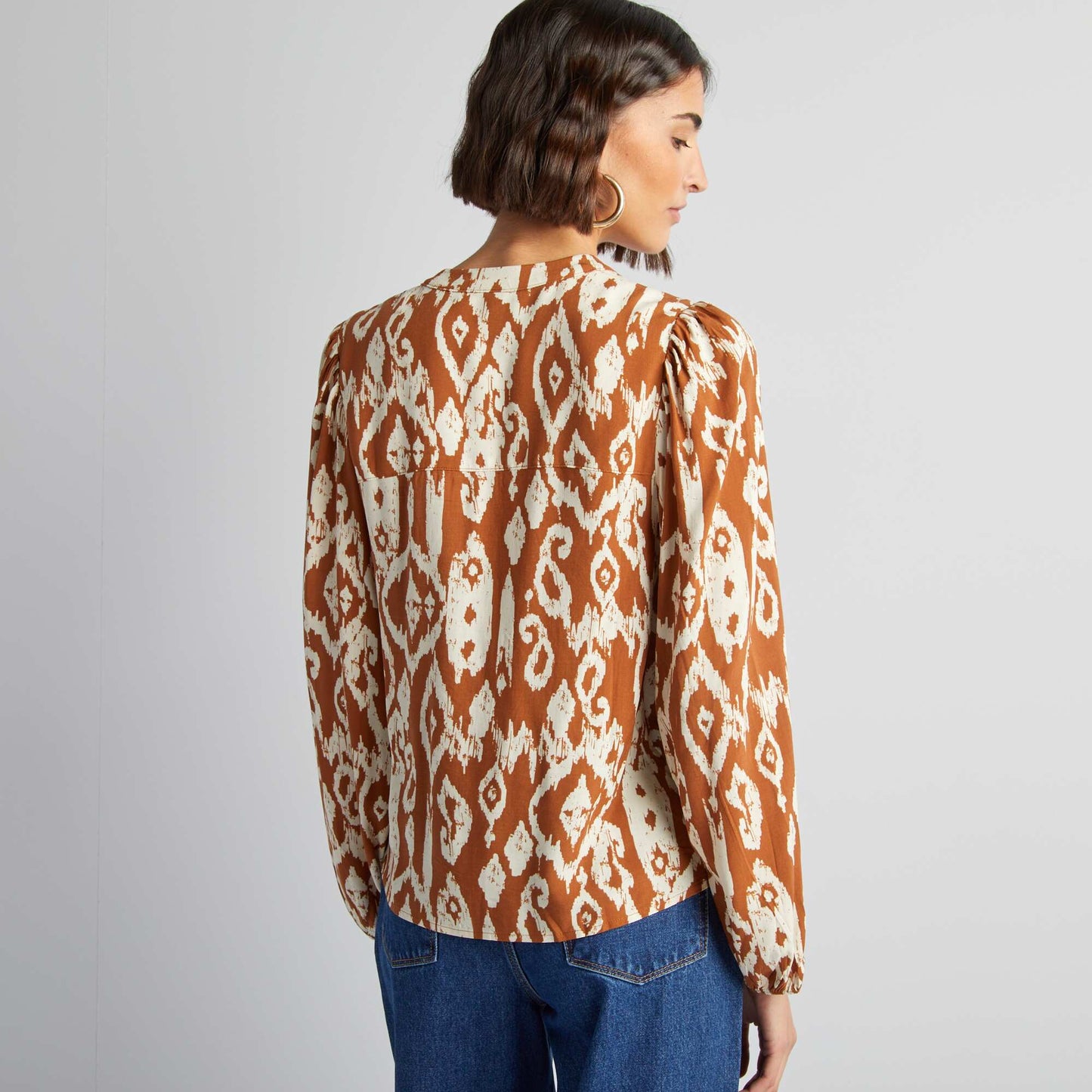 Blouse fluide imprimée MARRON