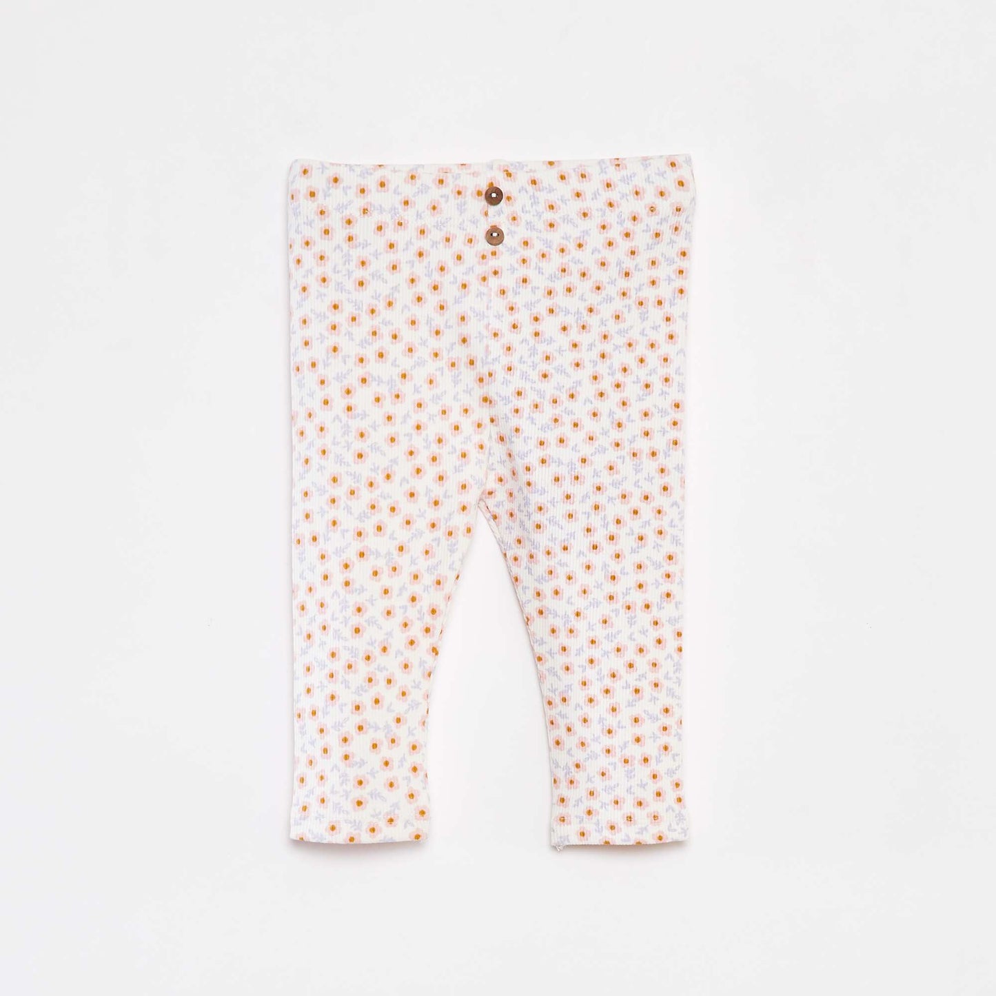 Legging côtelé avec boutons fantaisies ECRU