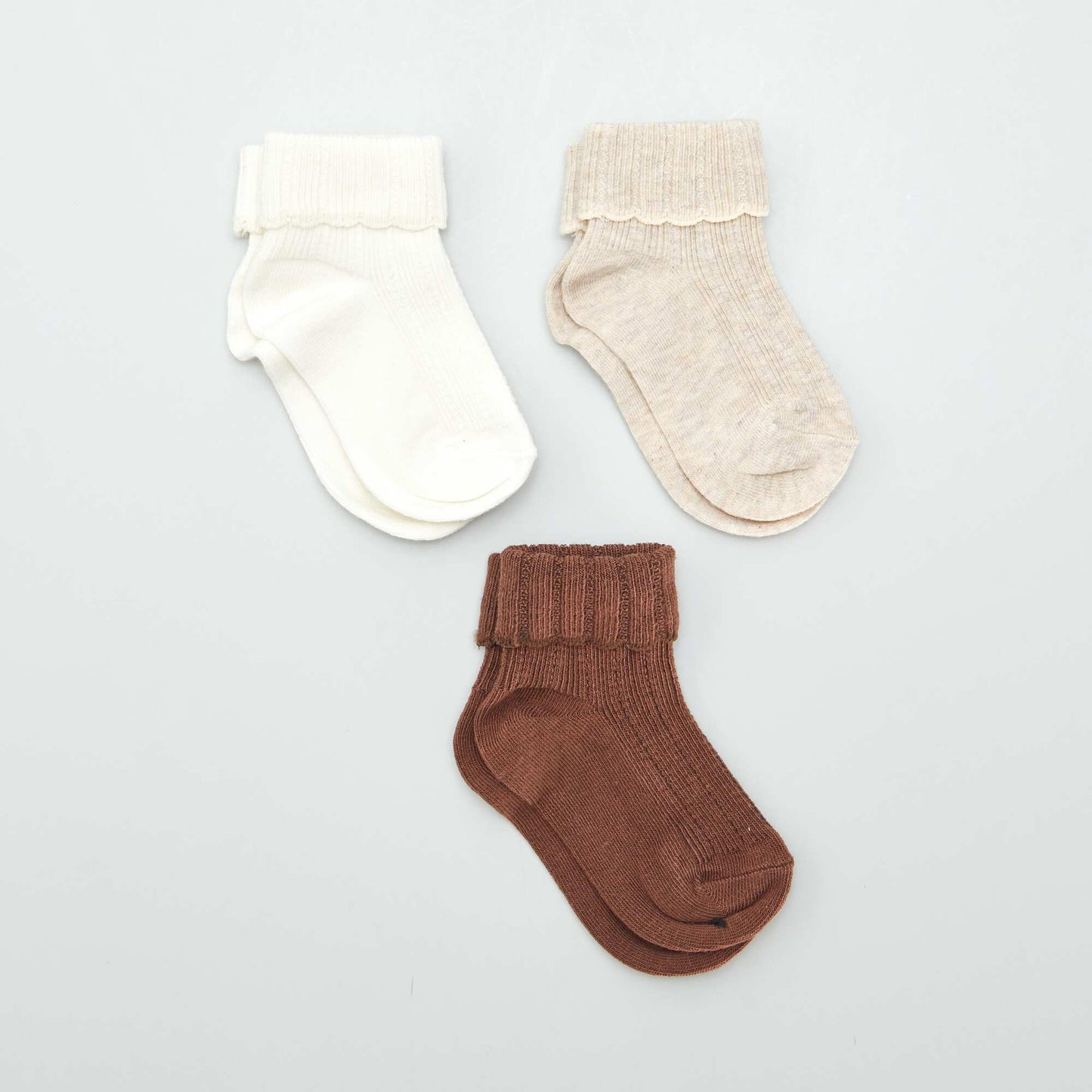 Lot de 3 paires de chaussettes bébé Beige