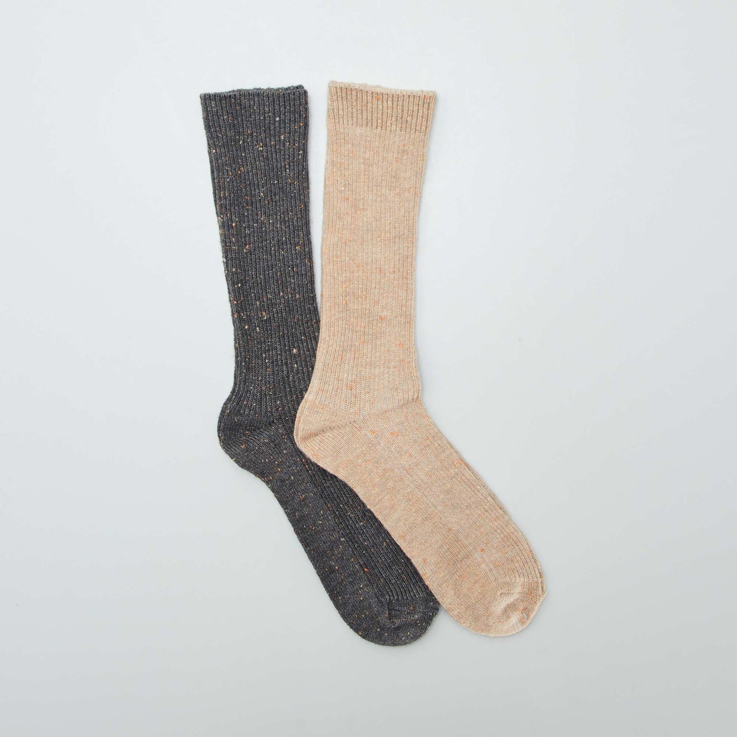 Lot de 2 paires de chaussettes mouchet es Gris/beige