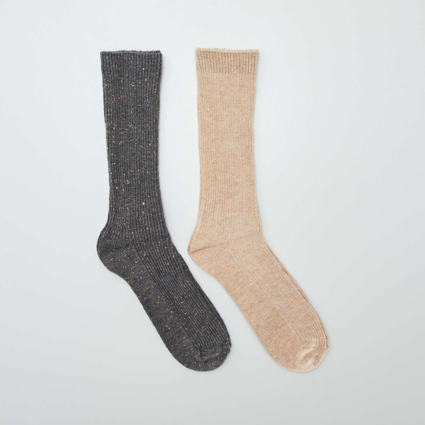 Lot de 2 paires de chaussettes mouchet es Gris/beige