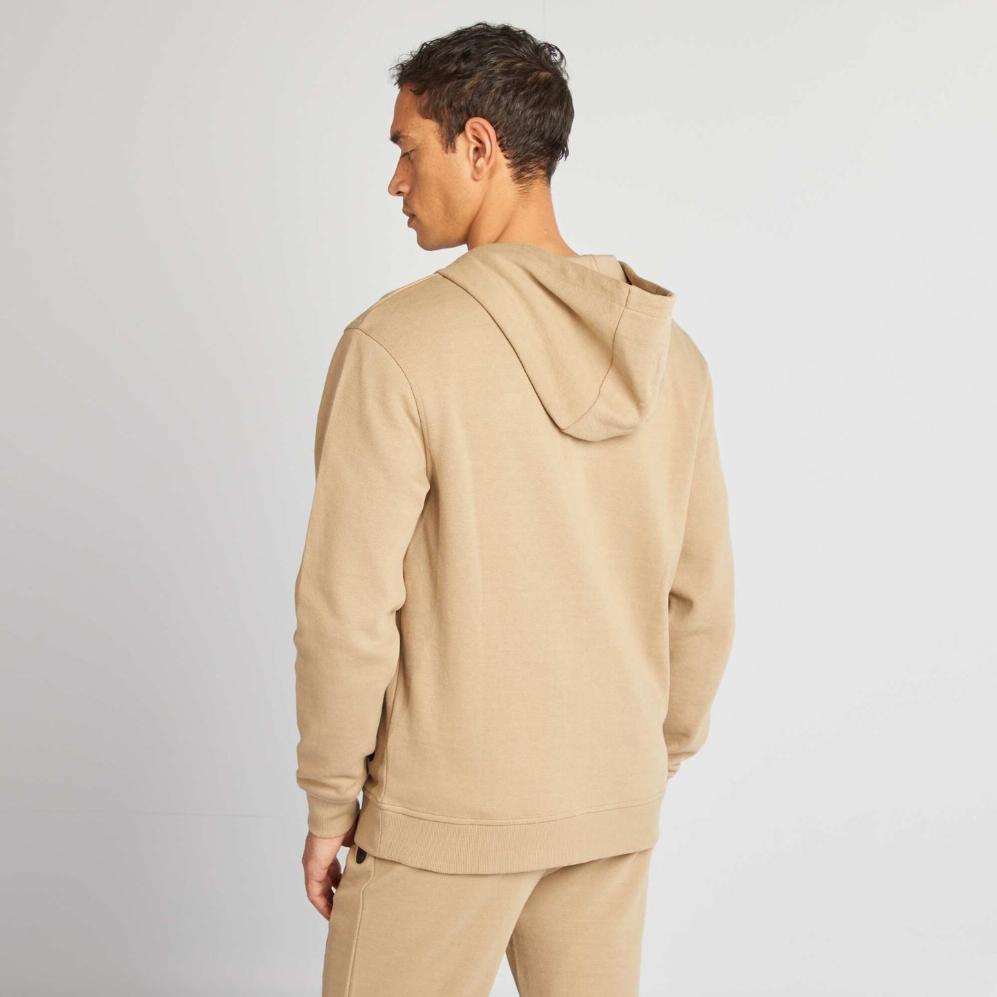 Sweat à capuche en maille piquée Beige