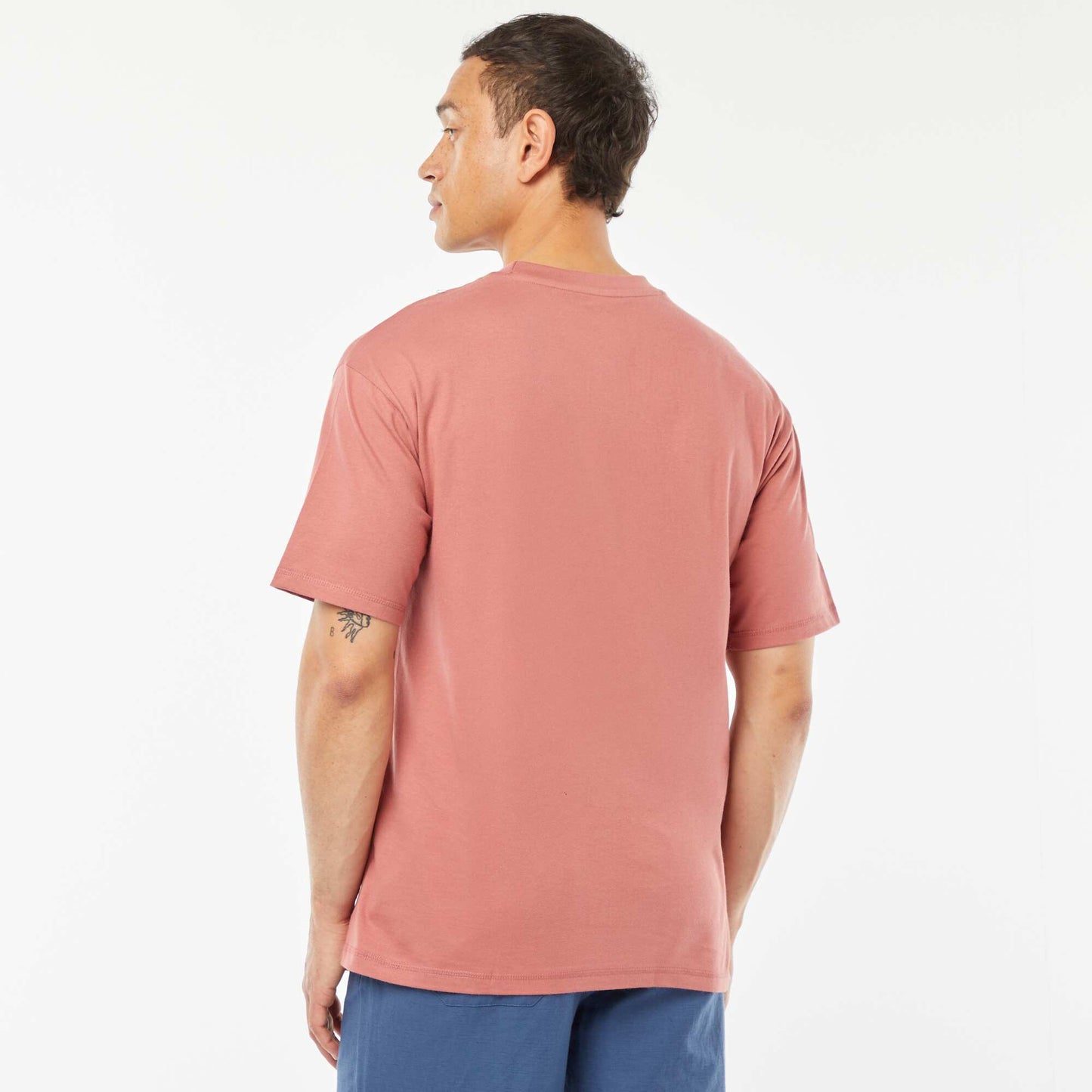 T-shirt uni avec poche poitrine ROSE