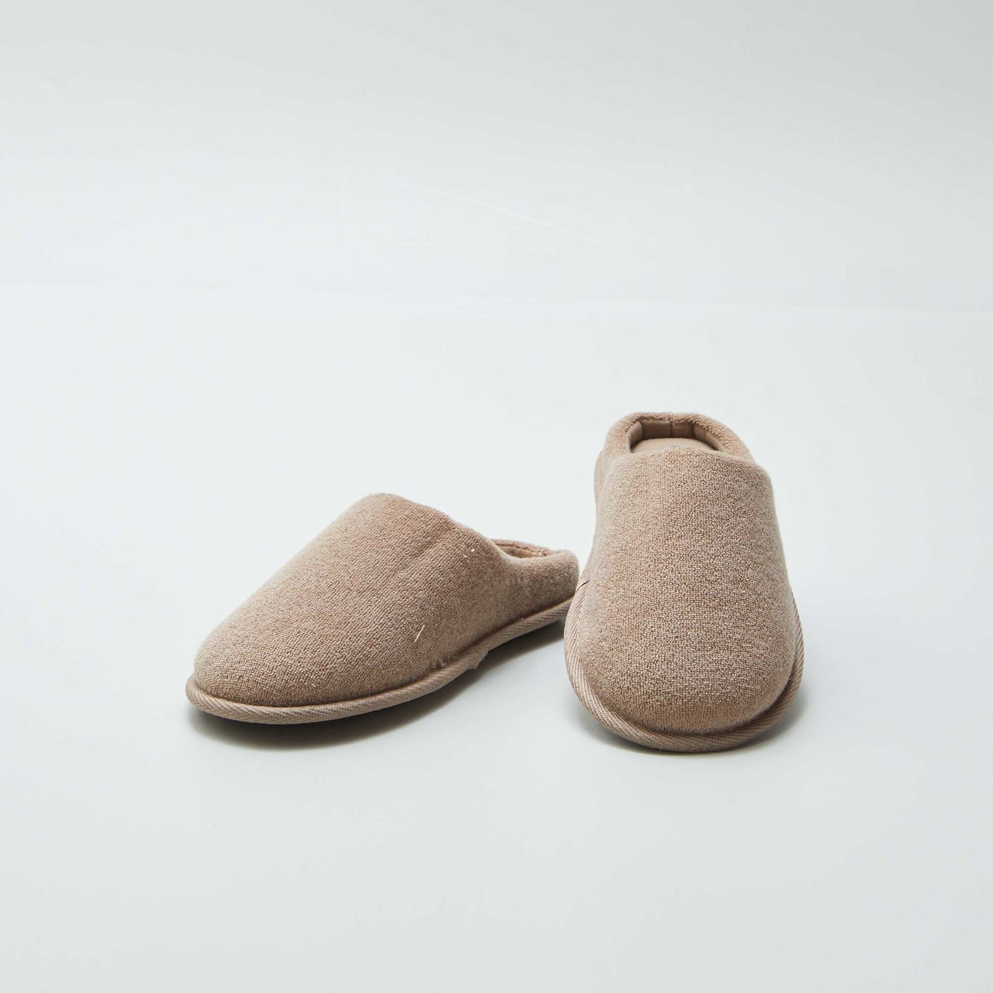 Chaussons mules en maille bouclette Beige