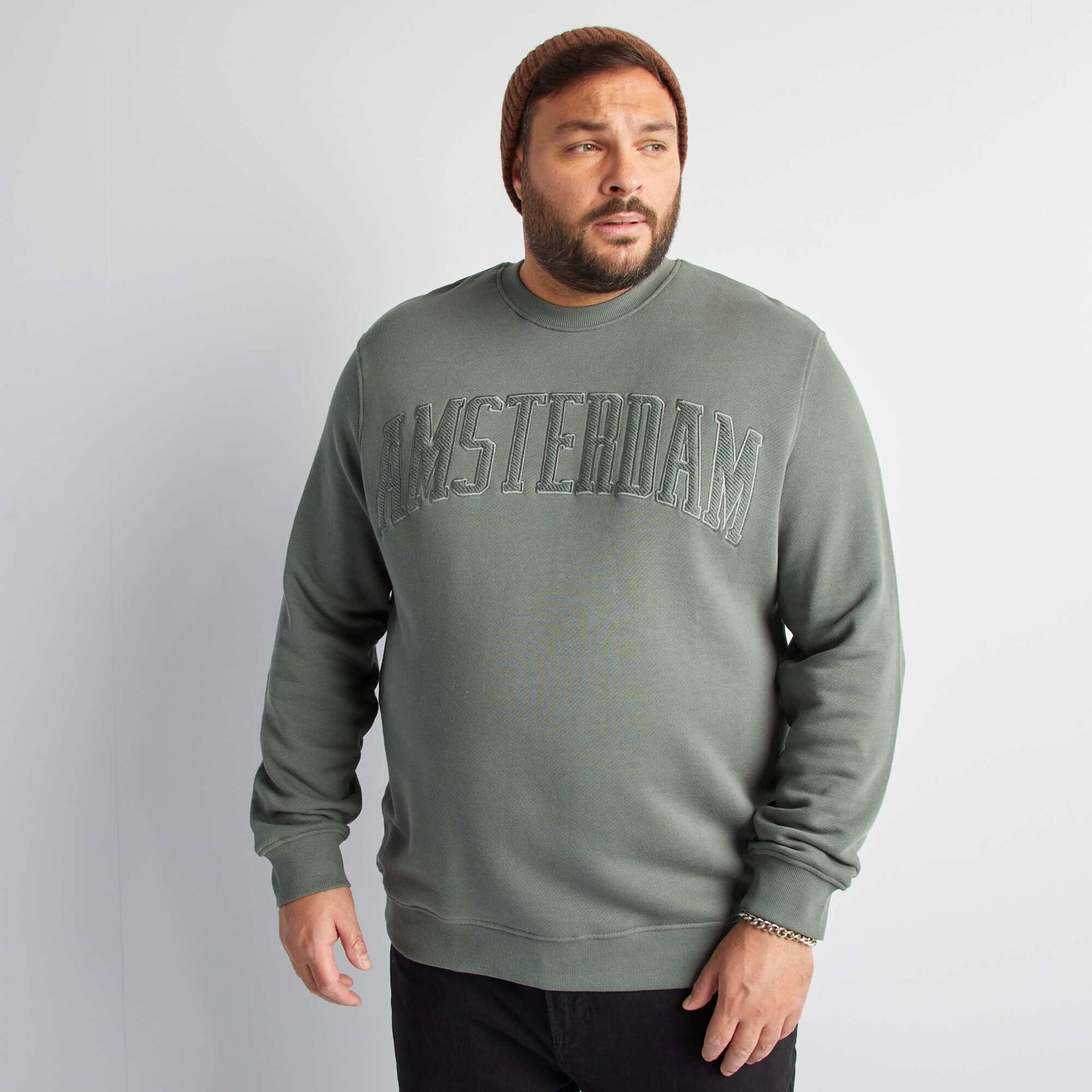 Sweat avec broderie poitrine Vert