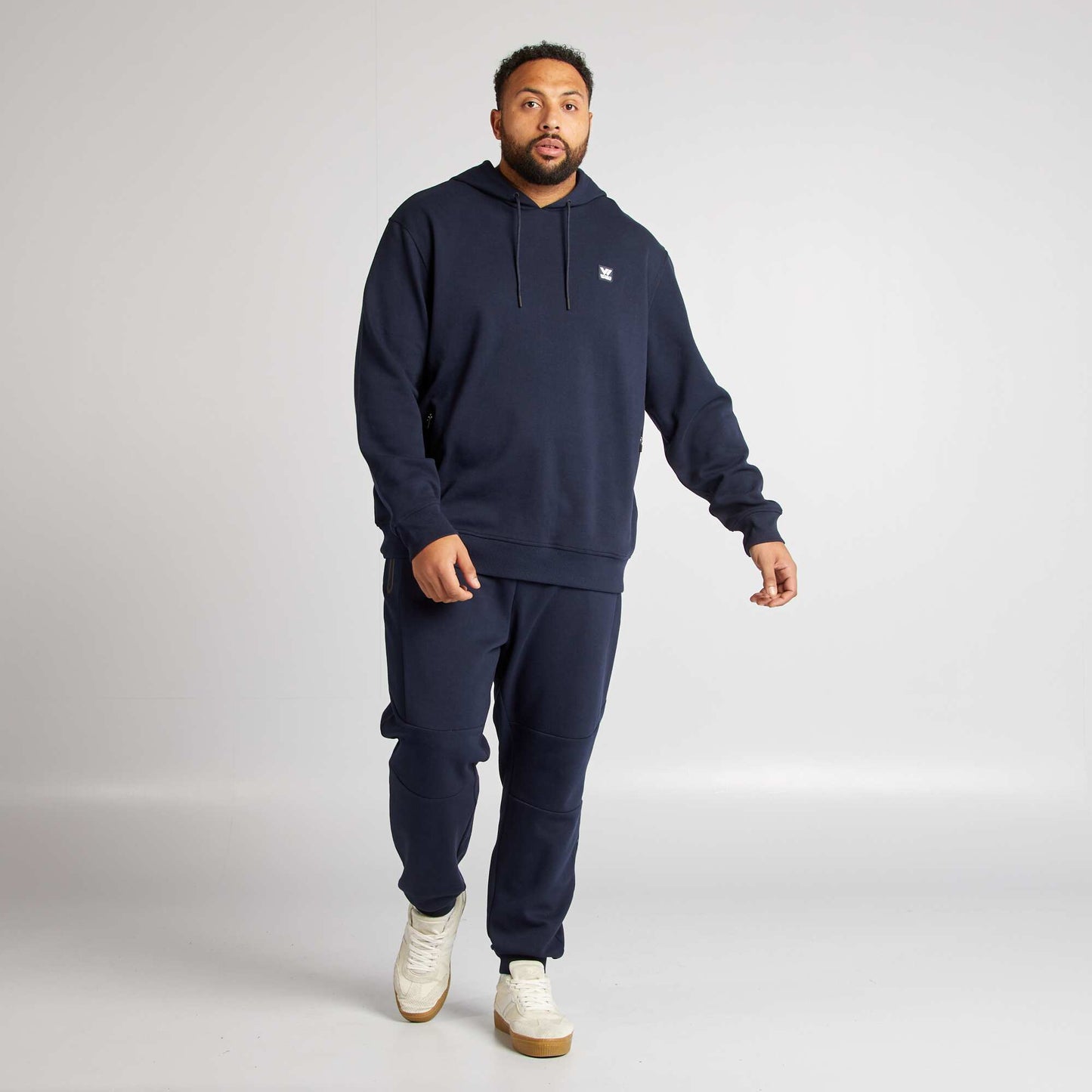 Sweat à capuche en piqué de coton Marine