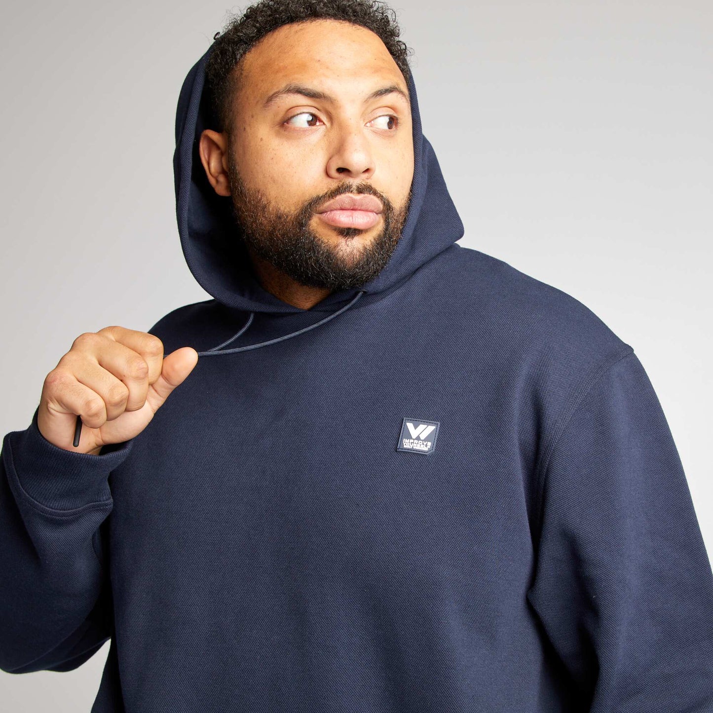 Sweat à capuche en piqué de coton Marine