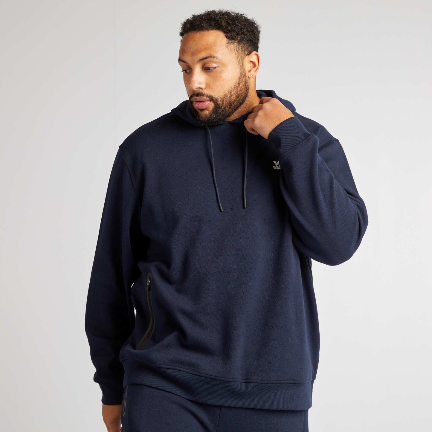 Sweat à capuche en piqué de coton Marine