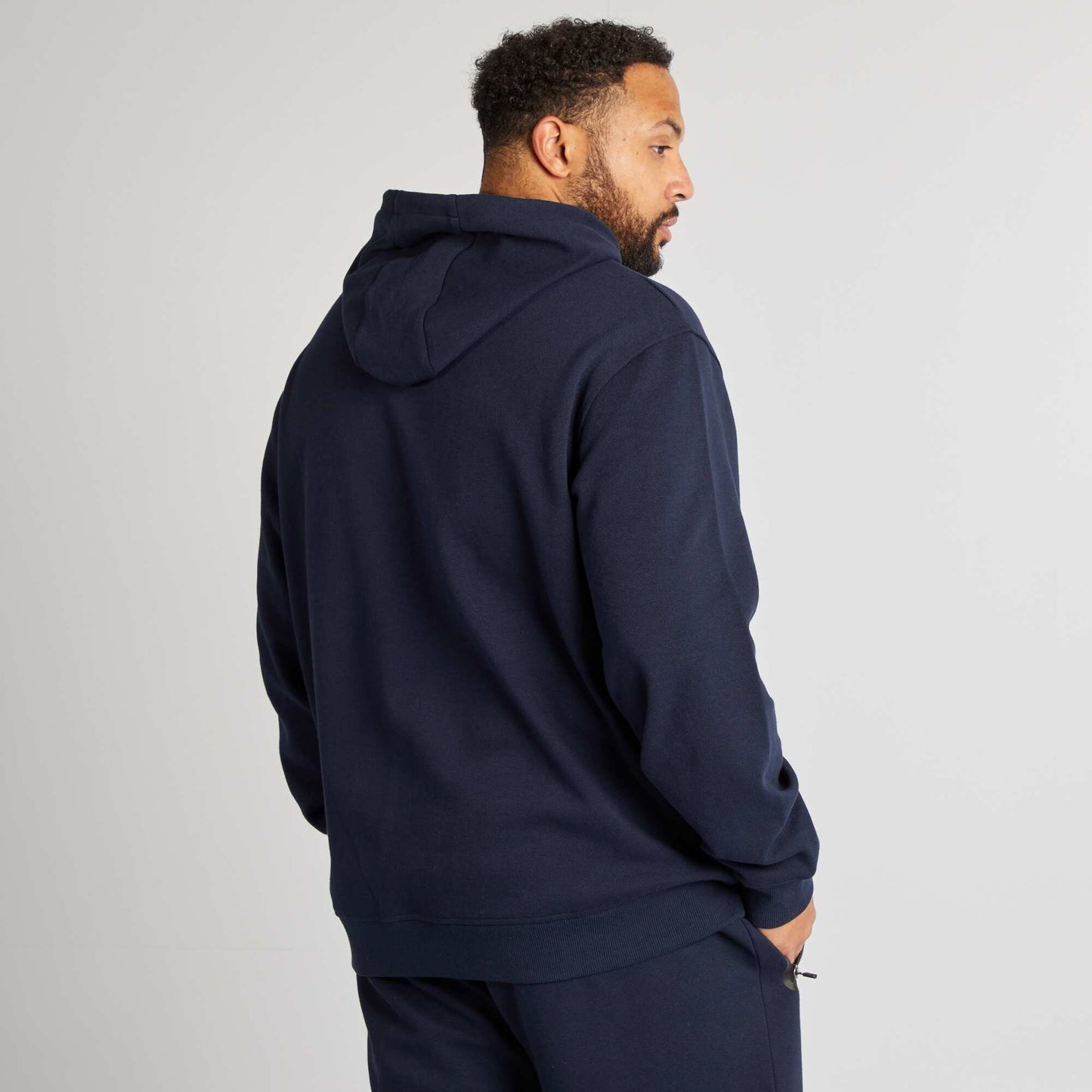 Sweat à capuche en piqué de coton Marine