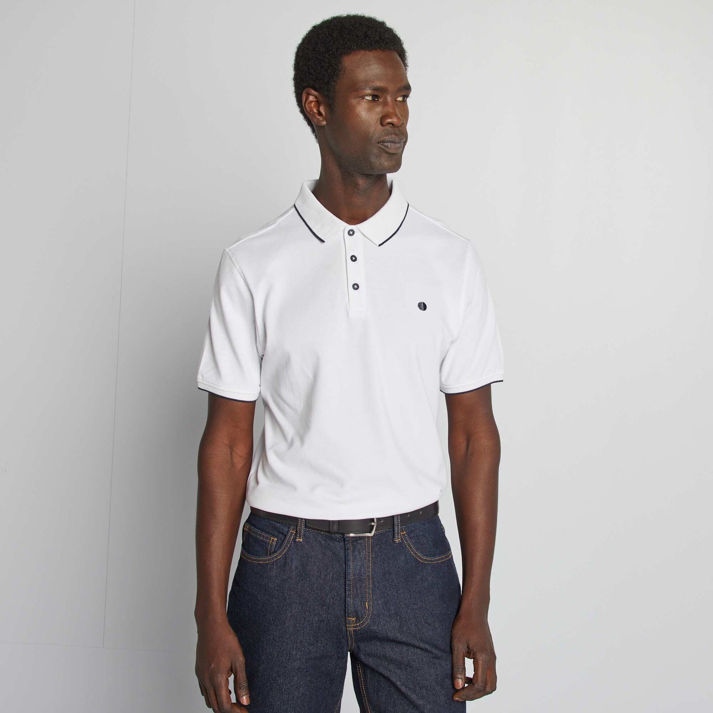 Polo en piqué de coton BLANC