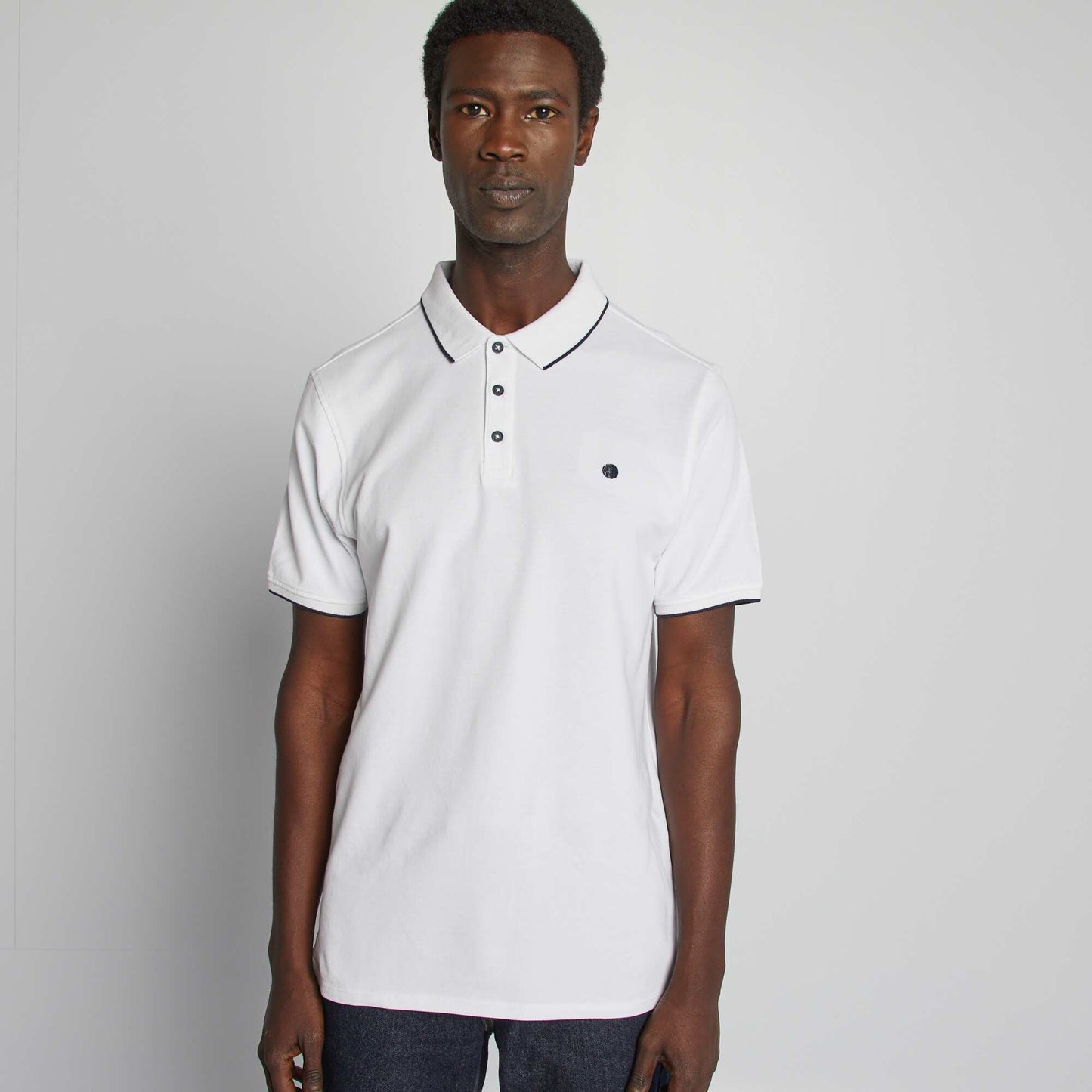Polo en piqué de coton BLANC