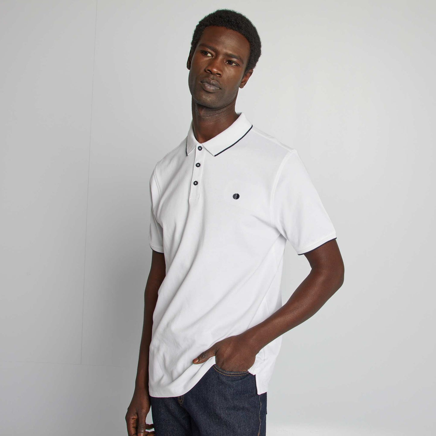 Polo en piqué de coton BLANC