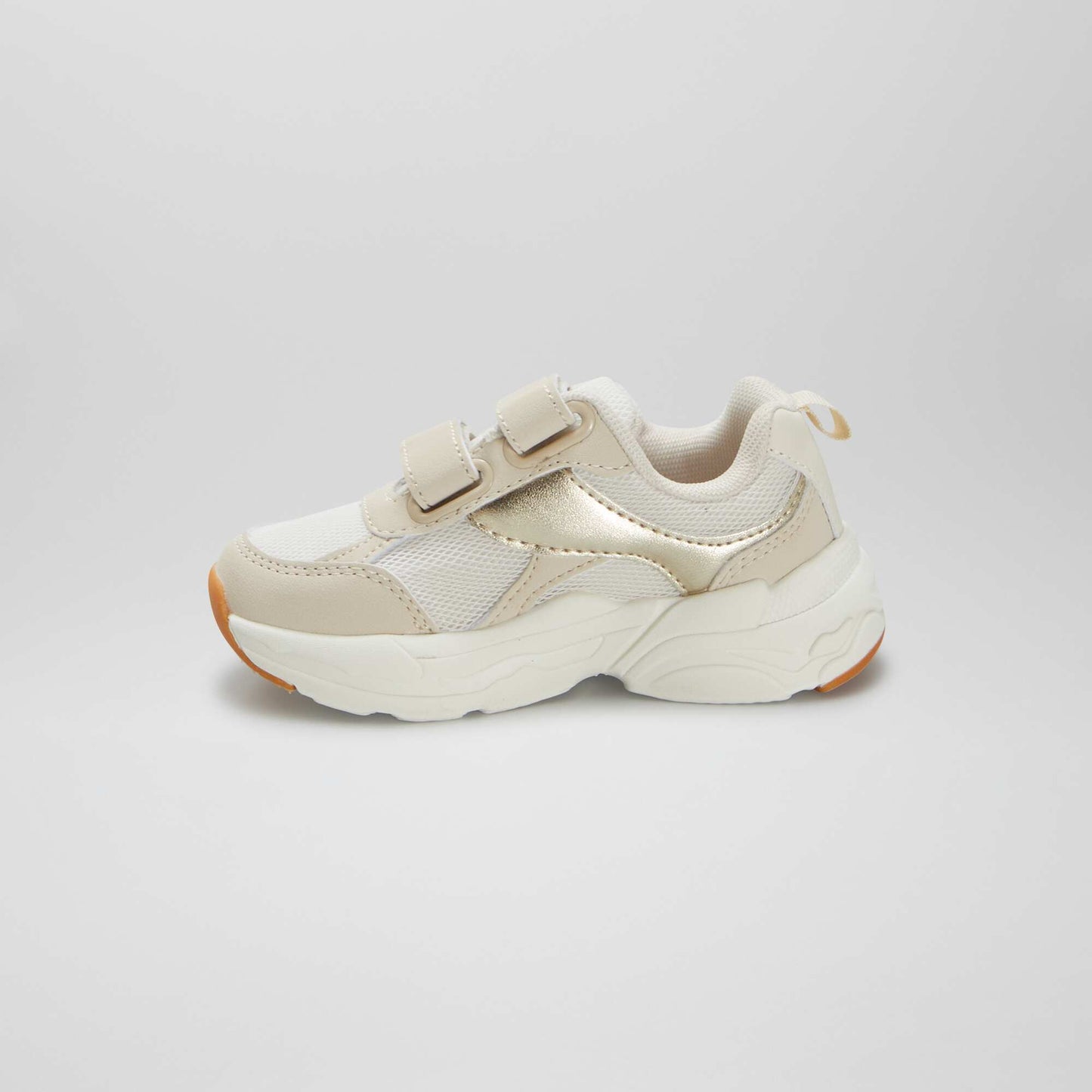 Baskets en simili et mesh Beige