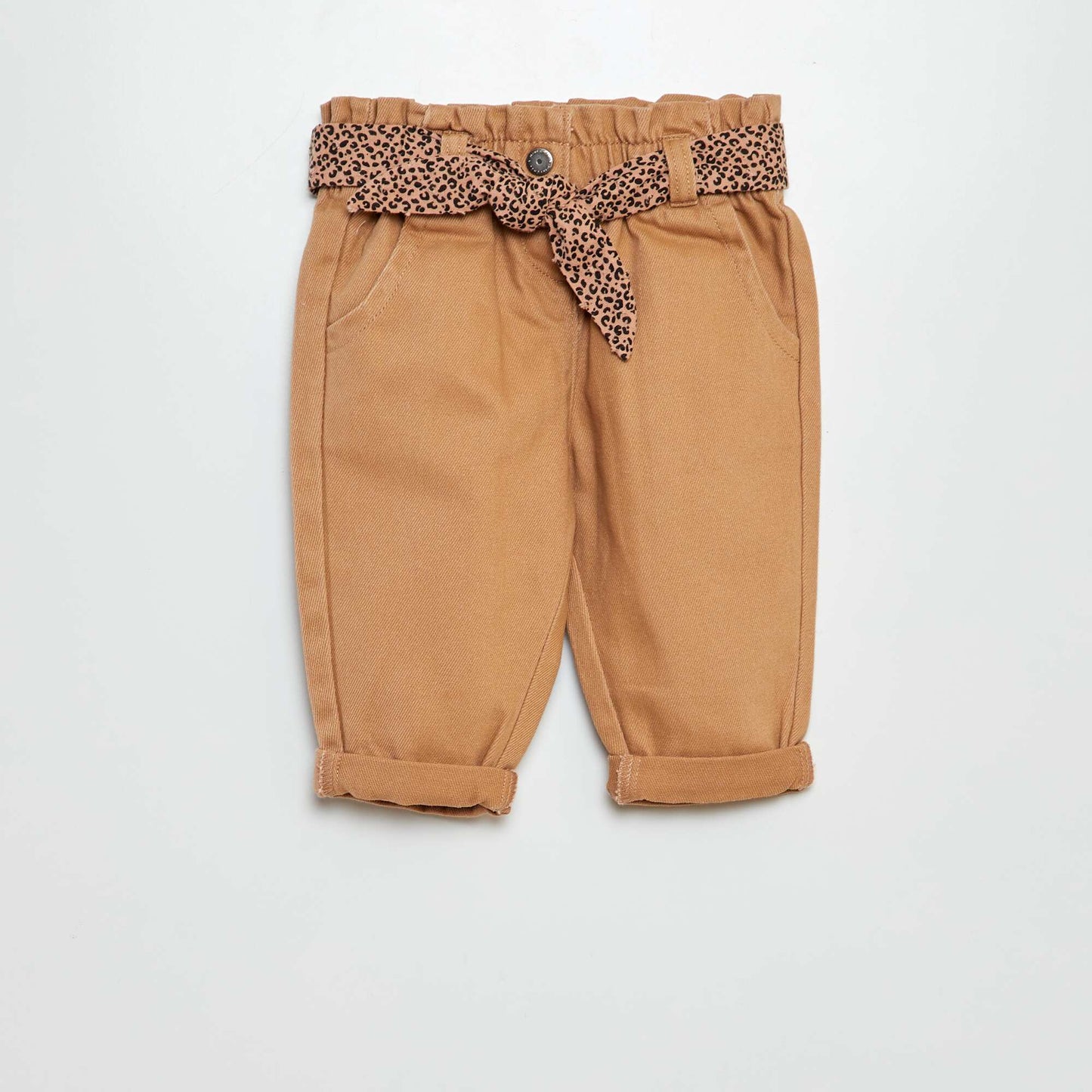 Jean paperbag avec ceinture à motif Beige