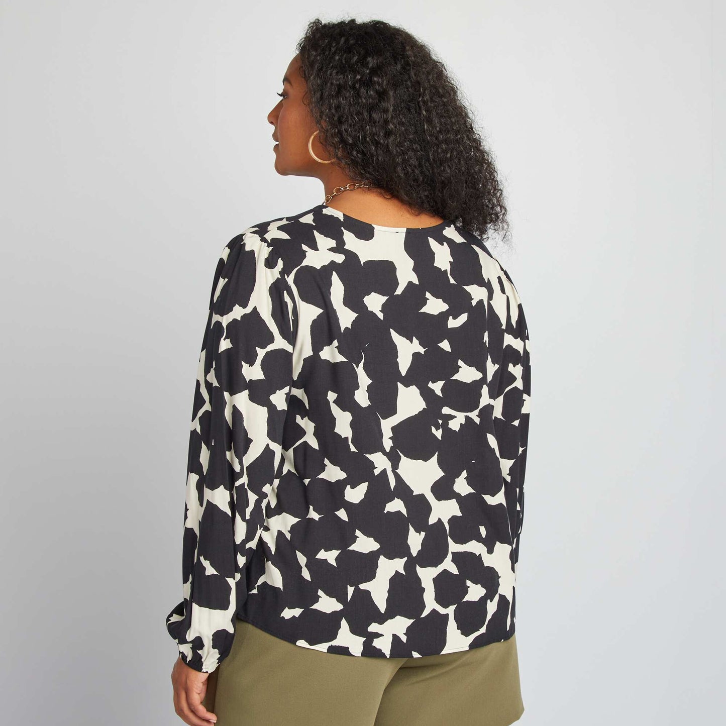 Chemisier fluide imprimé Noir