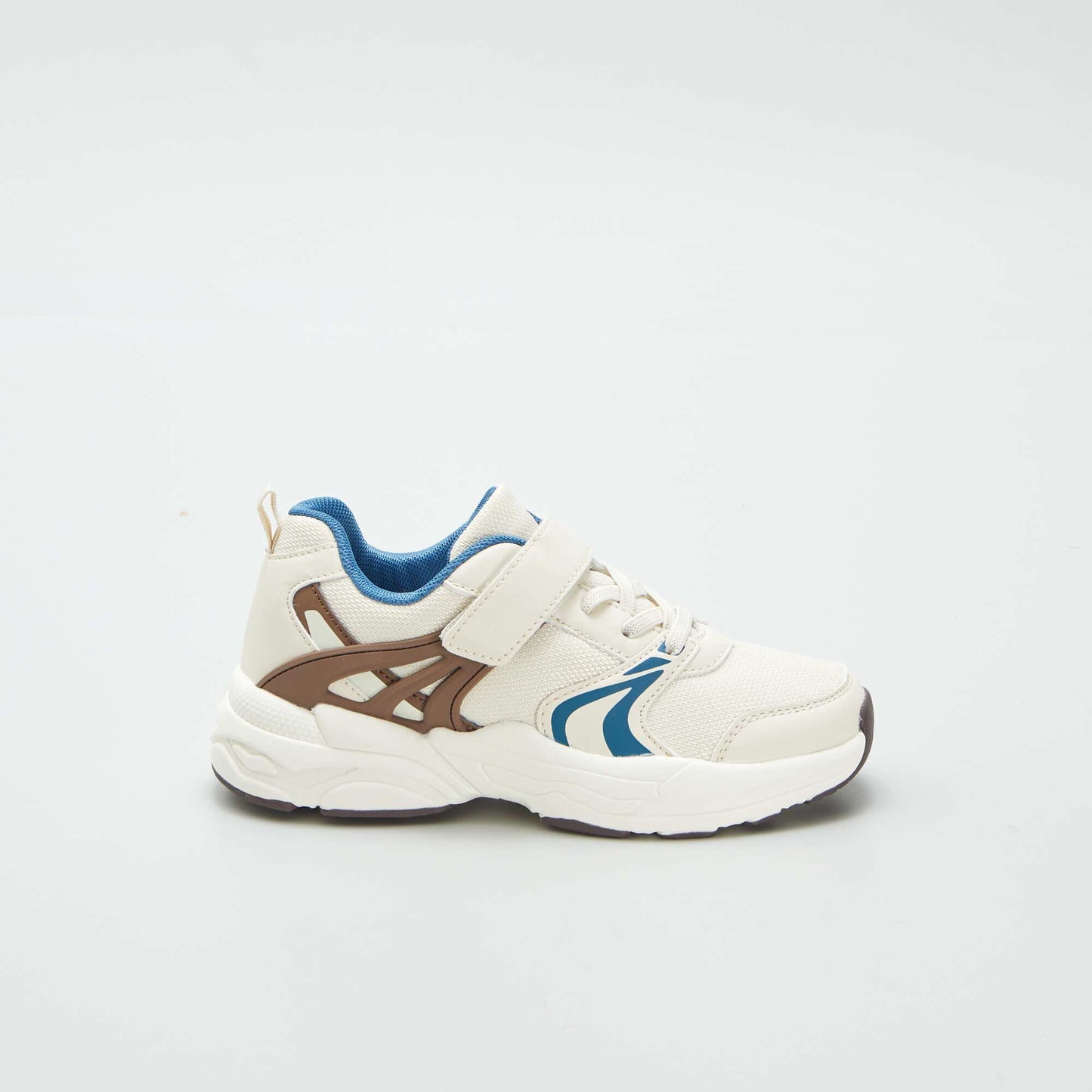 Baskets à scratch et lacets Beige