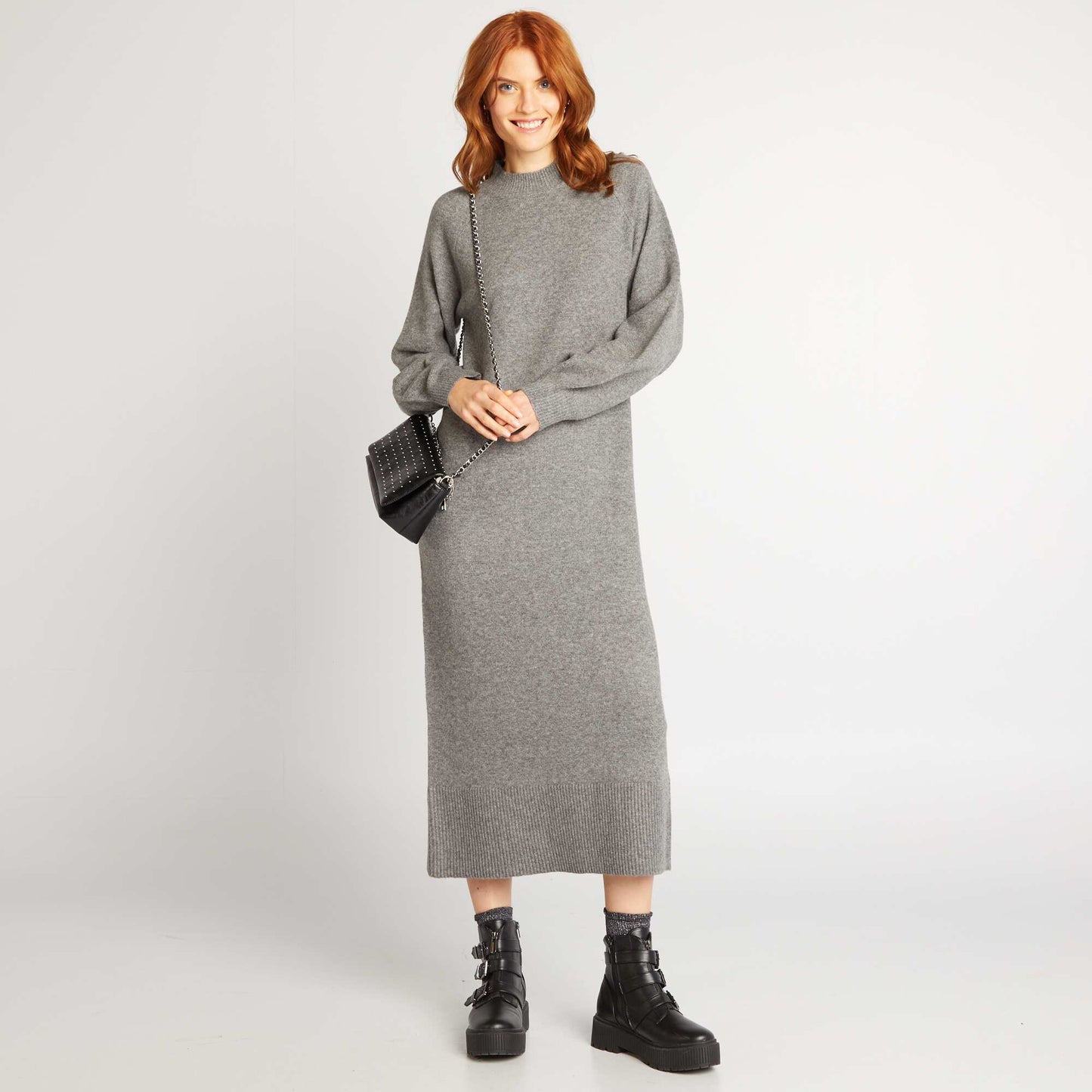 Robe pull midi Gris